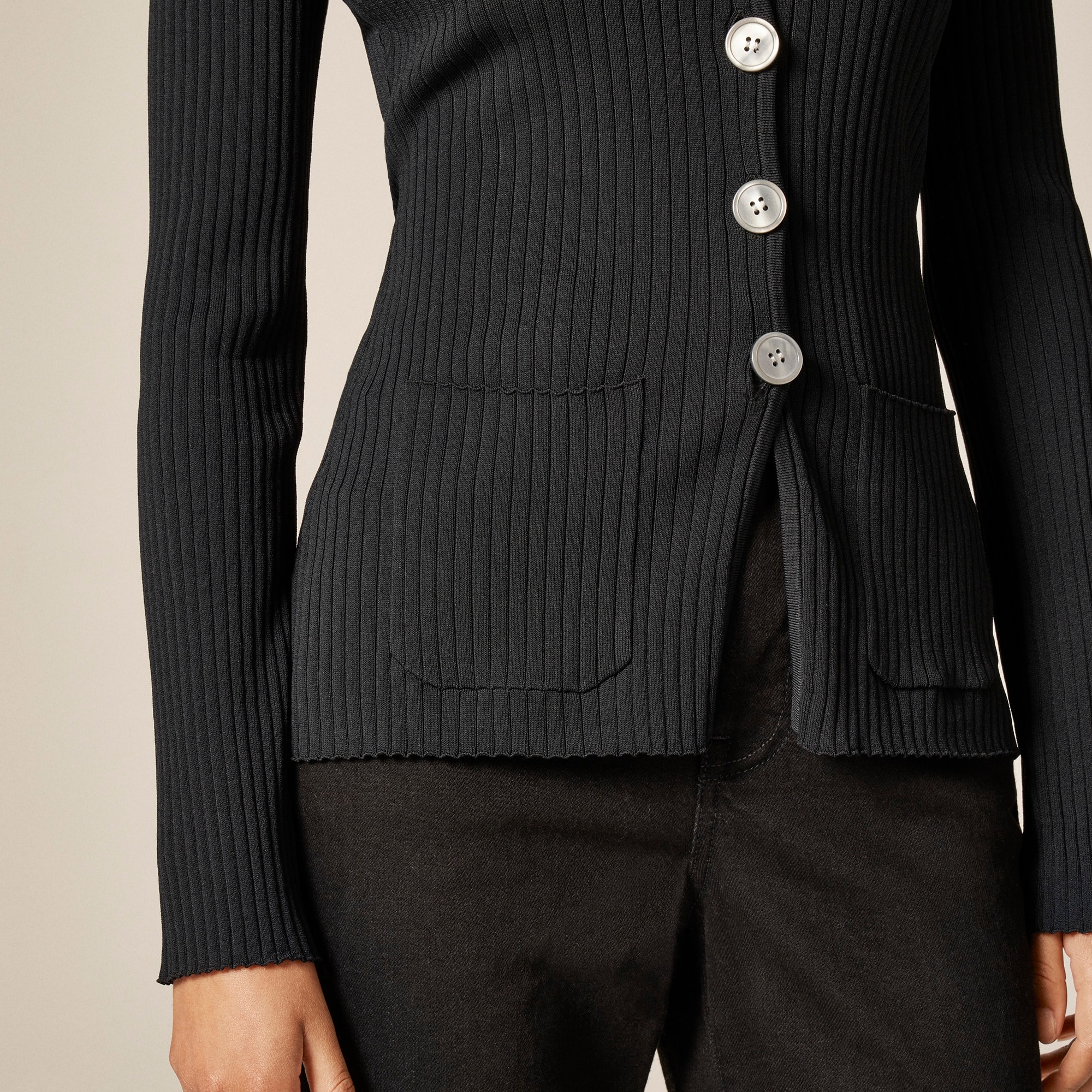 Super-stretch ribbed cardigan