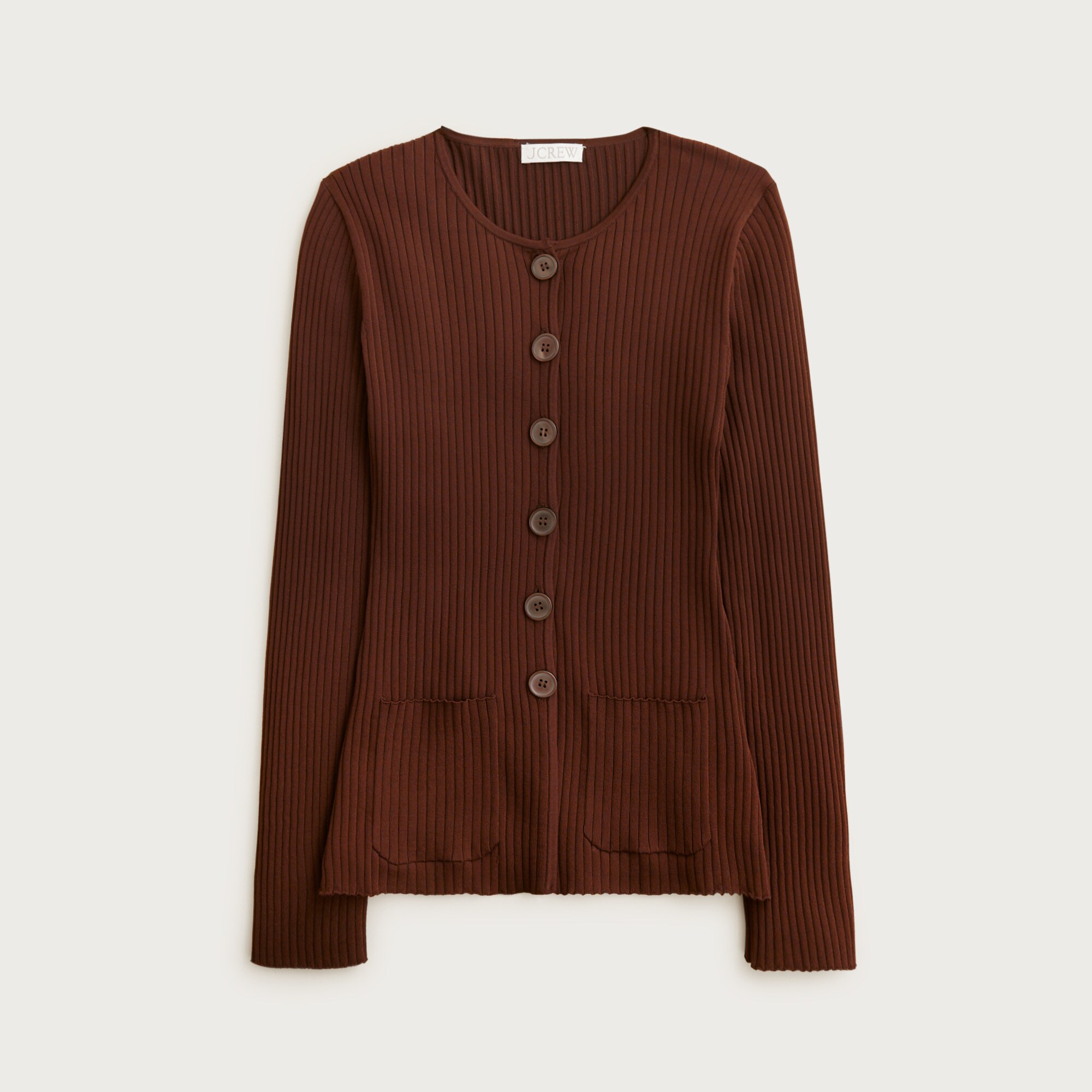Super-stretch ribbed cardigan