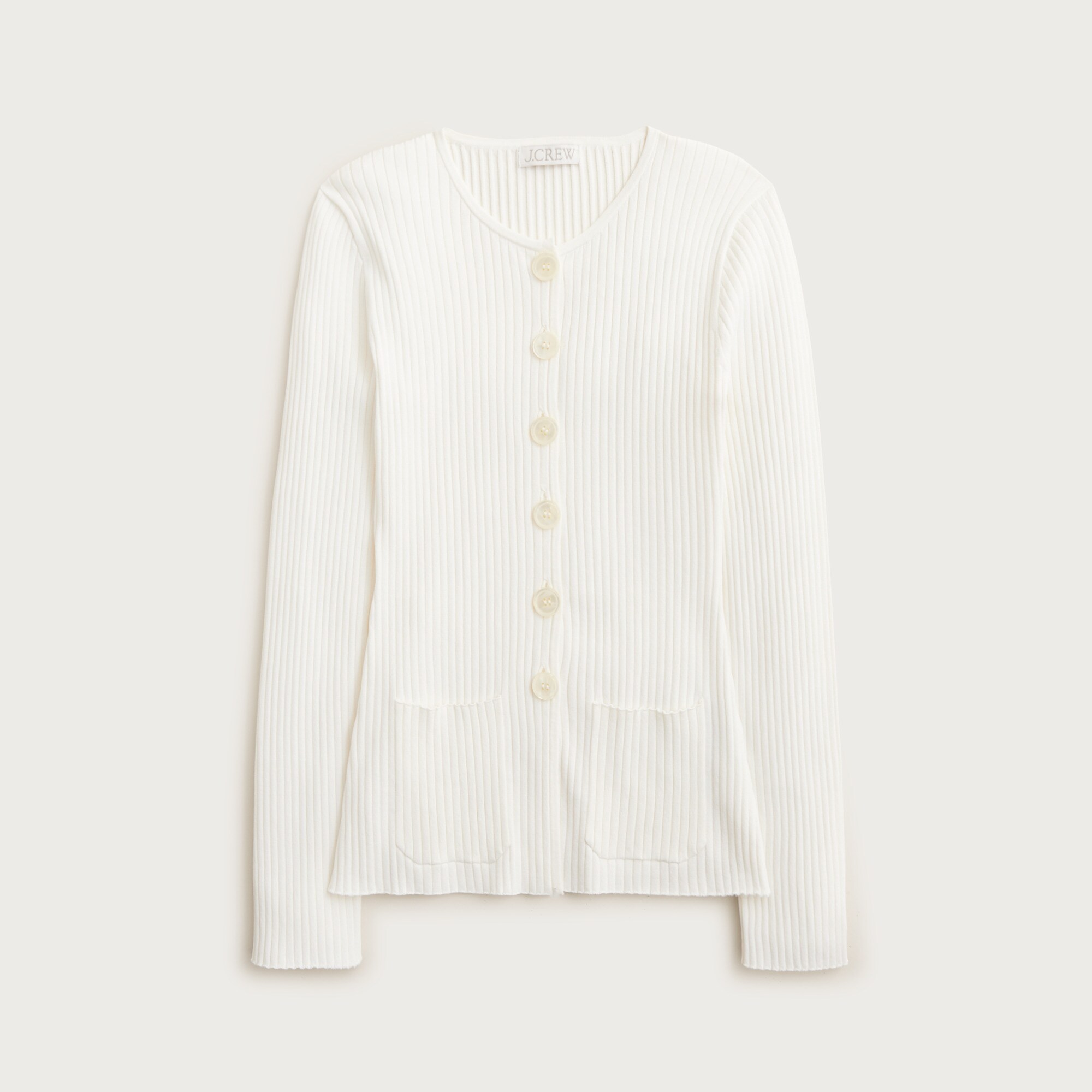 Super-stretch ribbed cardigan