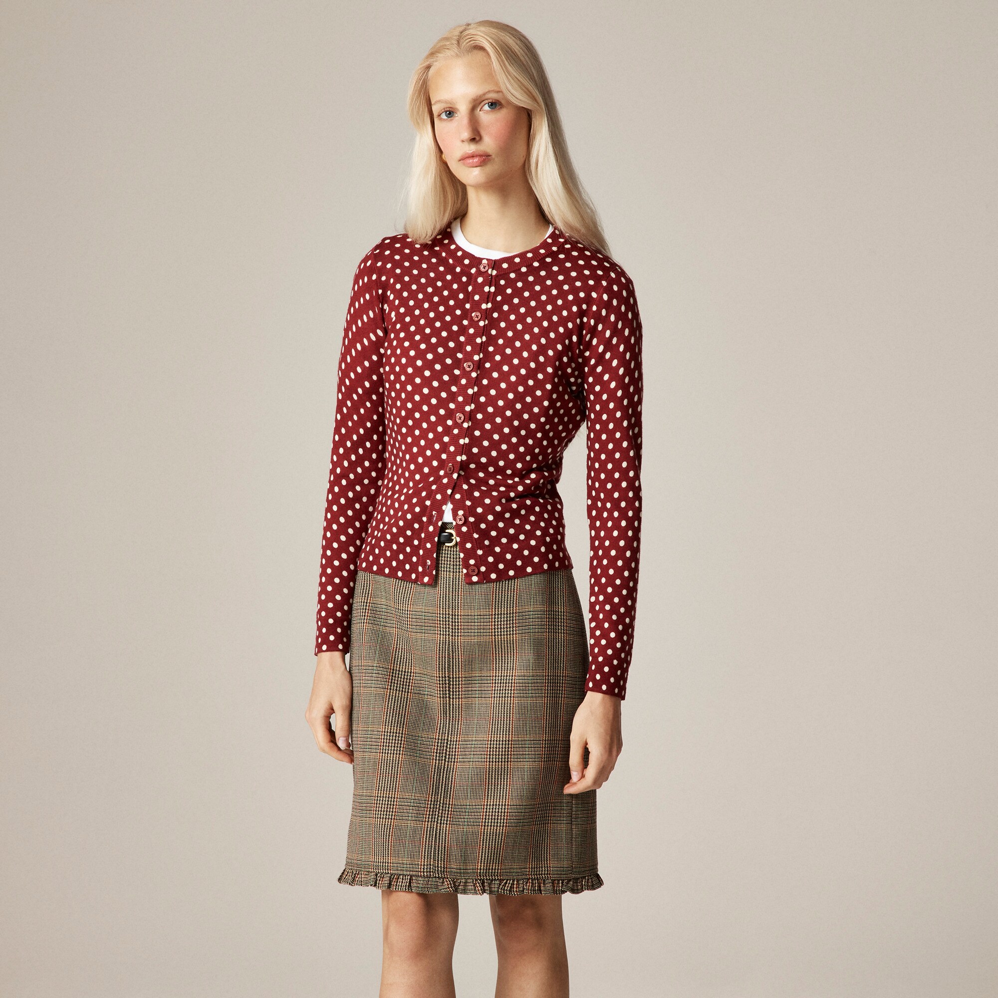 Carolyn cardigan in polka-dot merino wool
