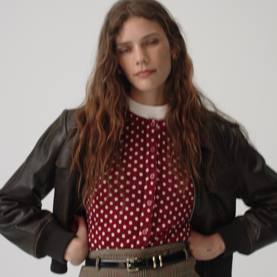 Carolyn cardigan in polka-dot merino wool