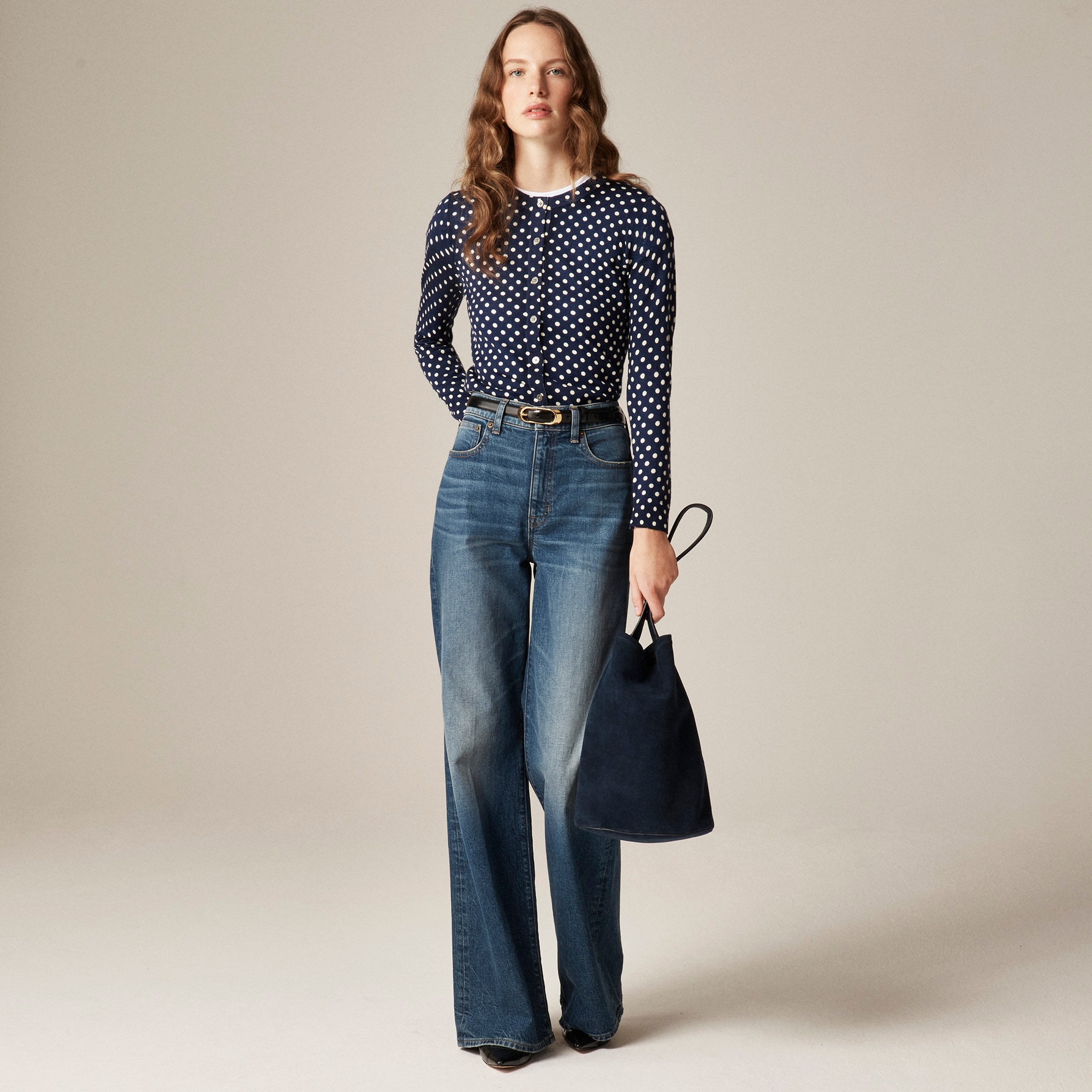 Carolyn cardigan in polka-dot merino wool