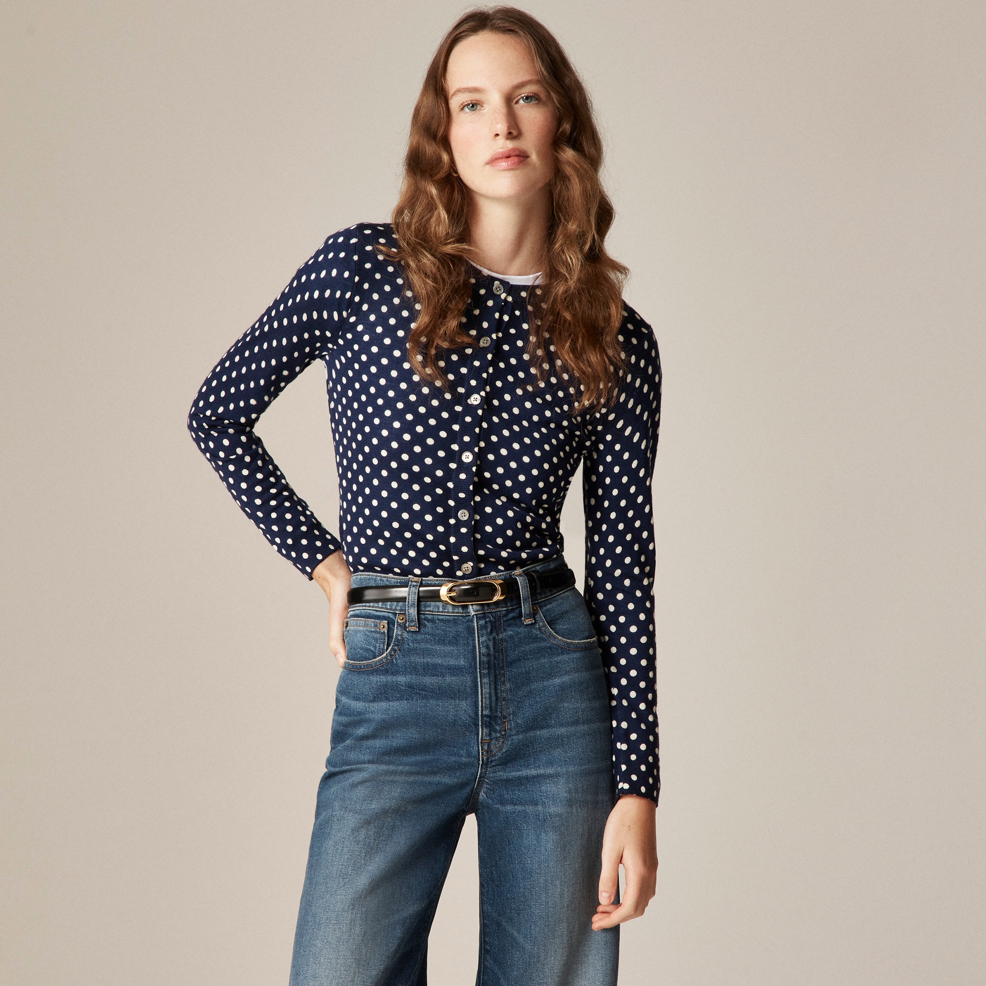  Carolyn cardigan in polka-dot merino wool