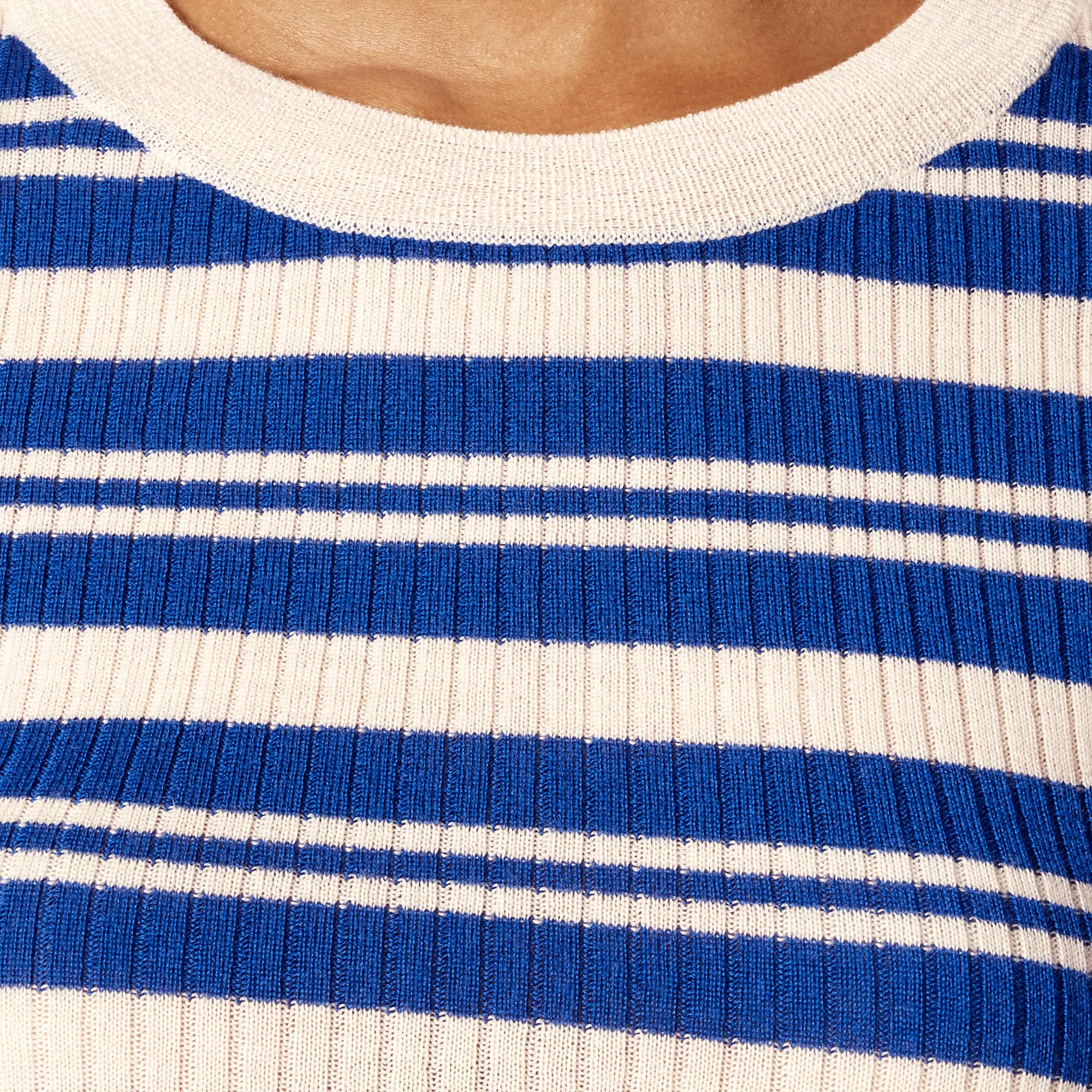 Carolyn three-quarter sleeve sweater in striped merino wool