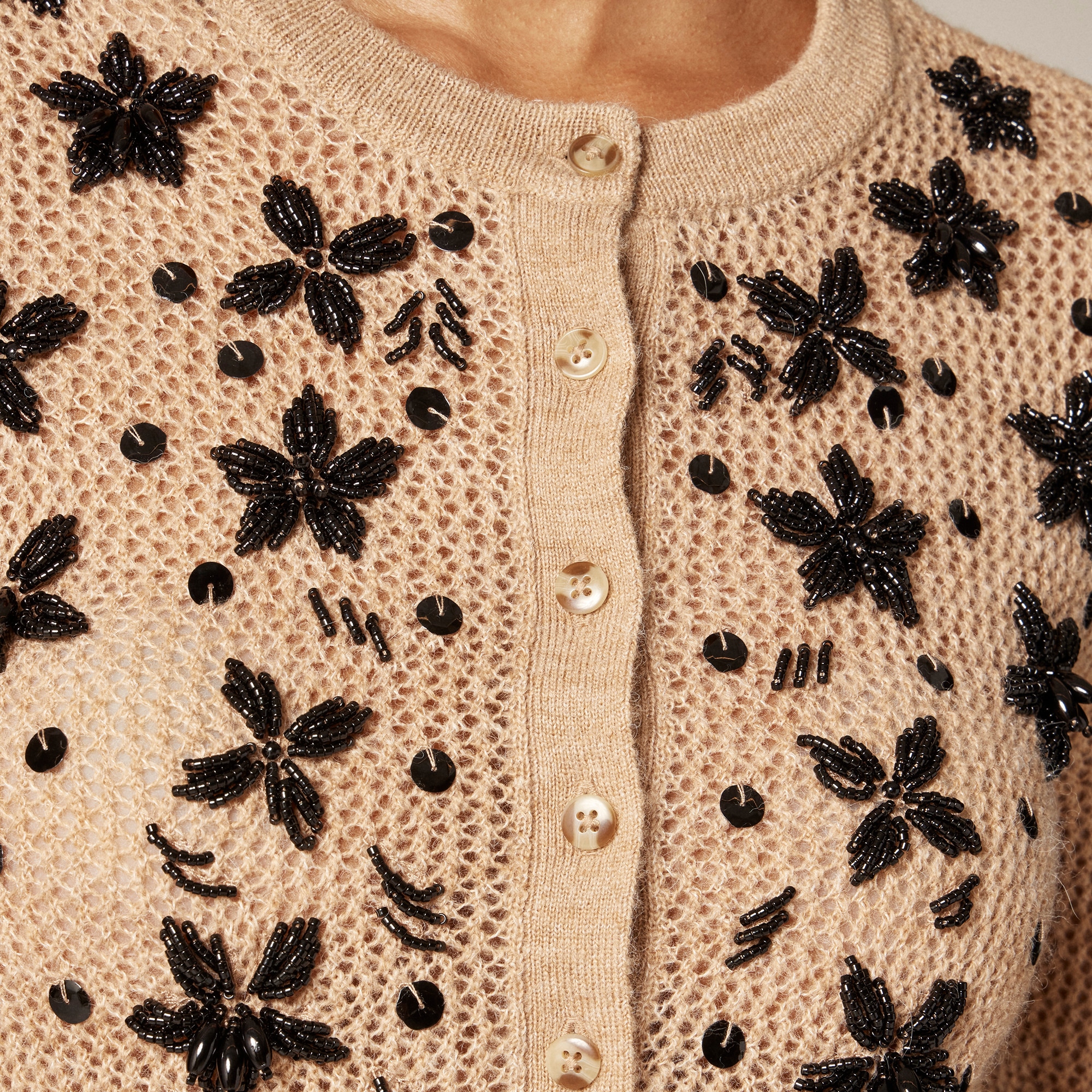 Loose-knit Cardigan With Floral Embellishments For Women | J.Crew