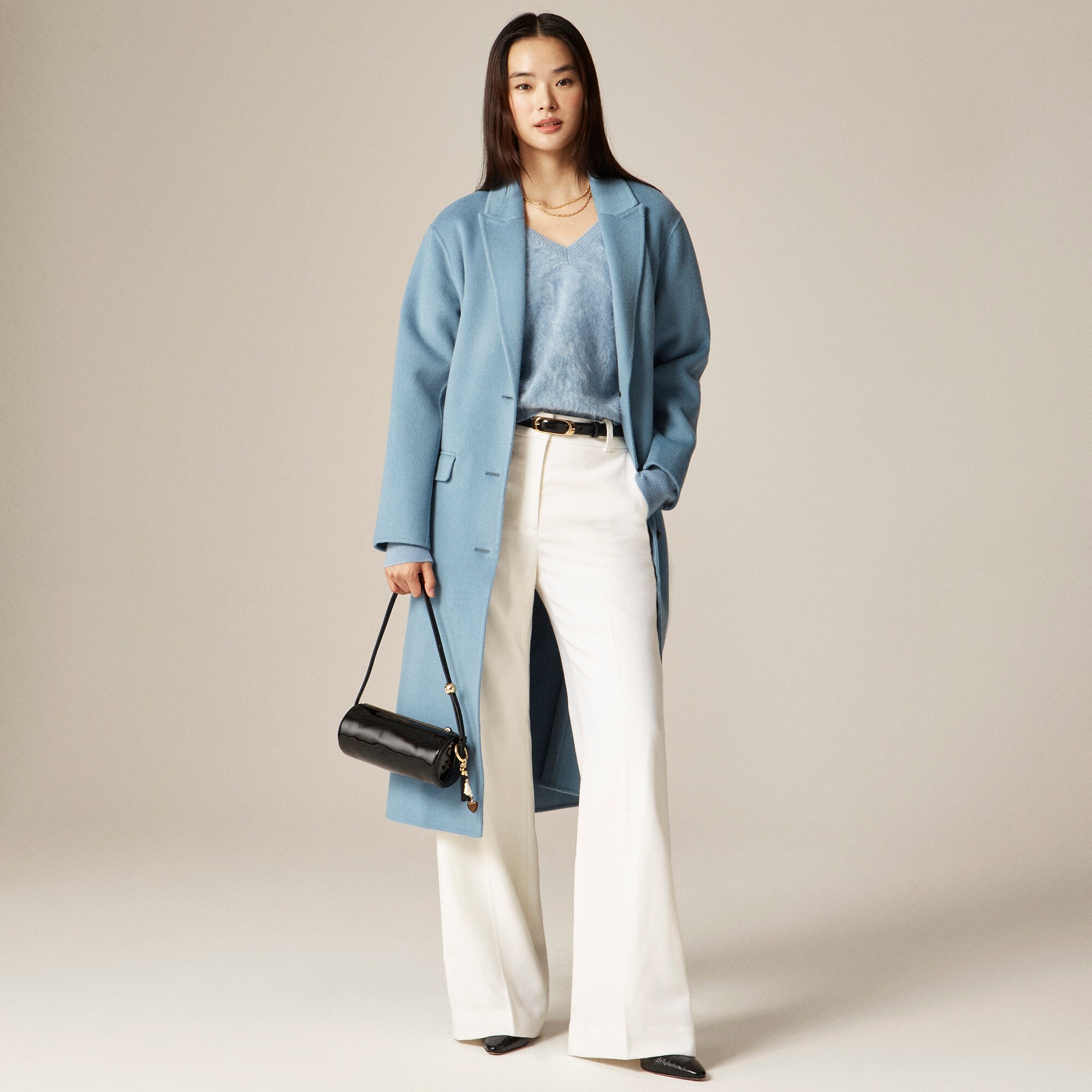 Brushed cashmere V-neck sweater