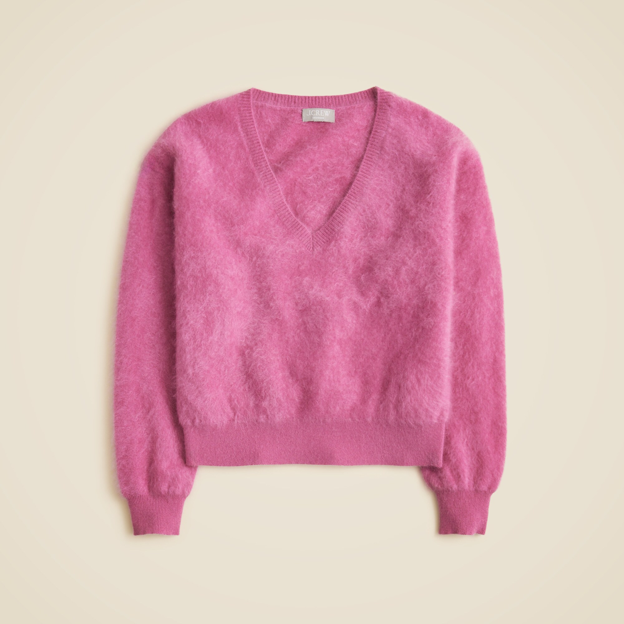 Brushed cashmere V-neck sweater