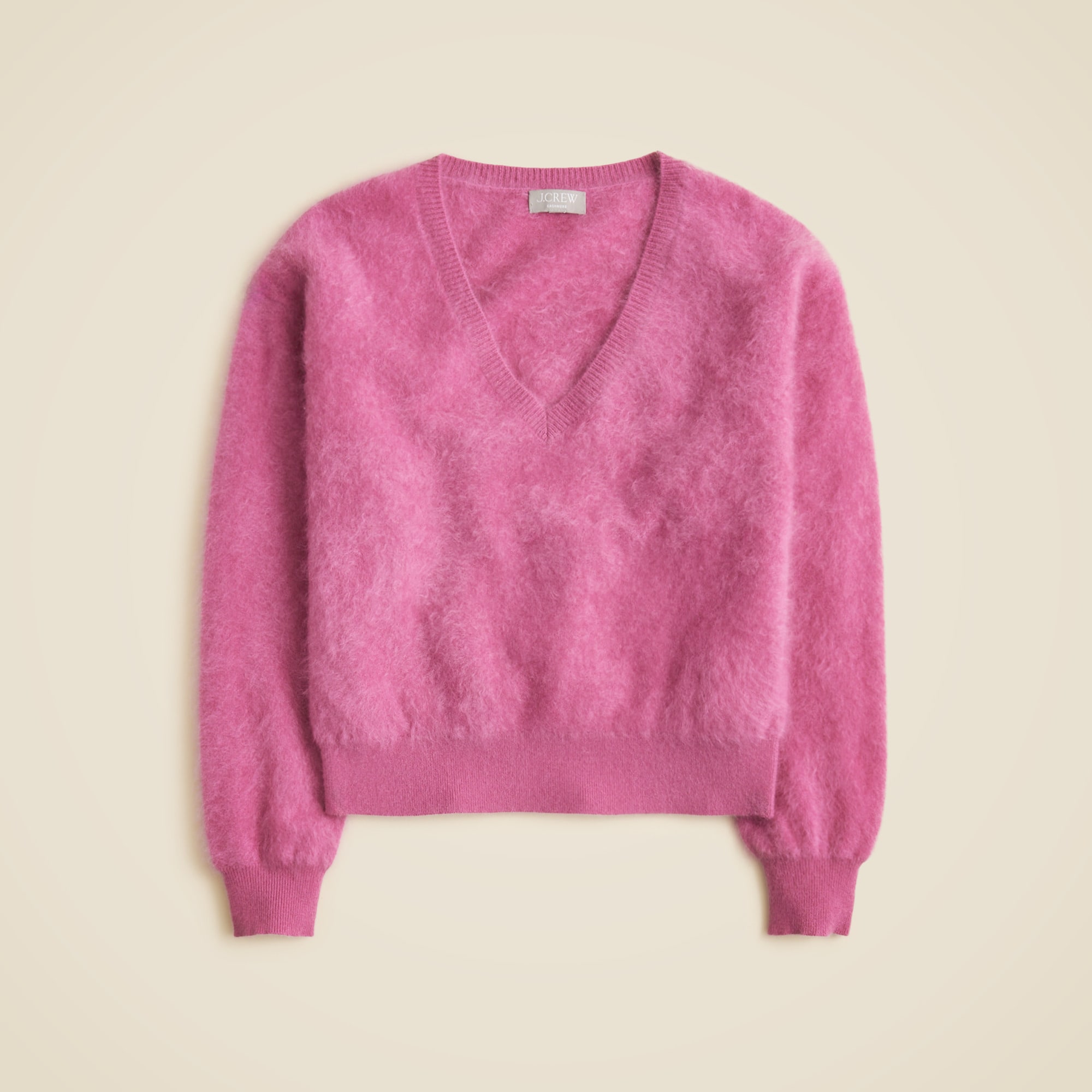 Brushed Cashmere Shrunken Cable-knit Crewneck Sweater For