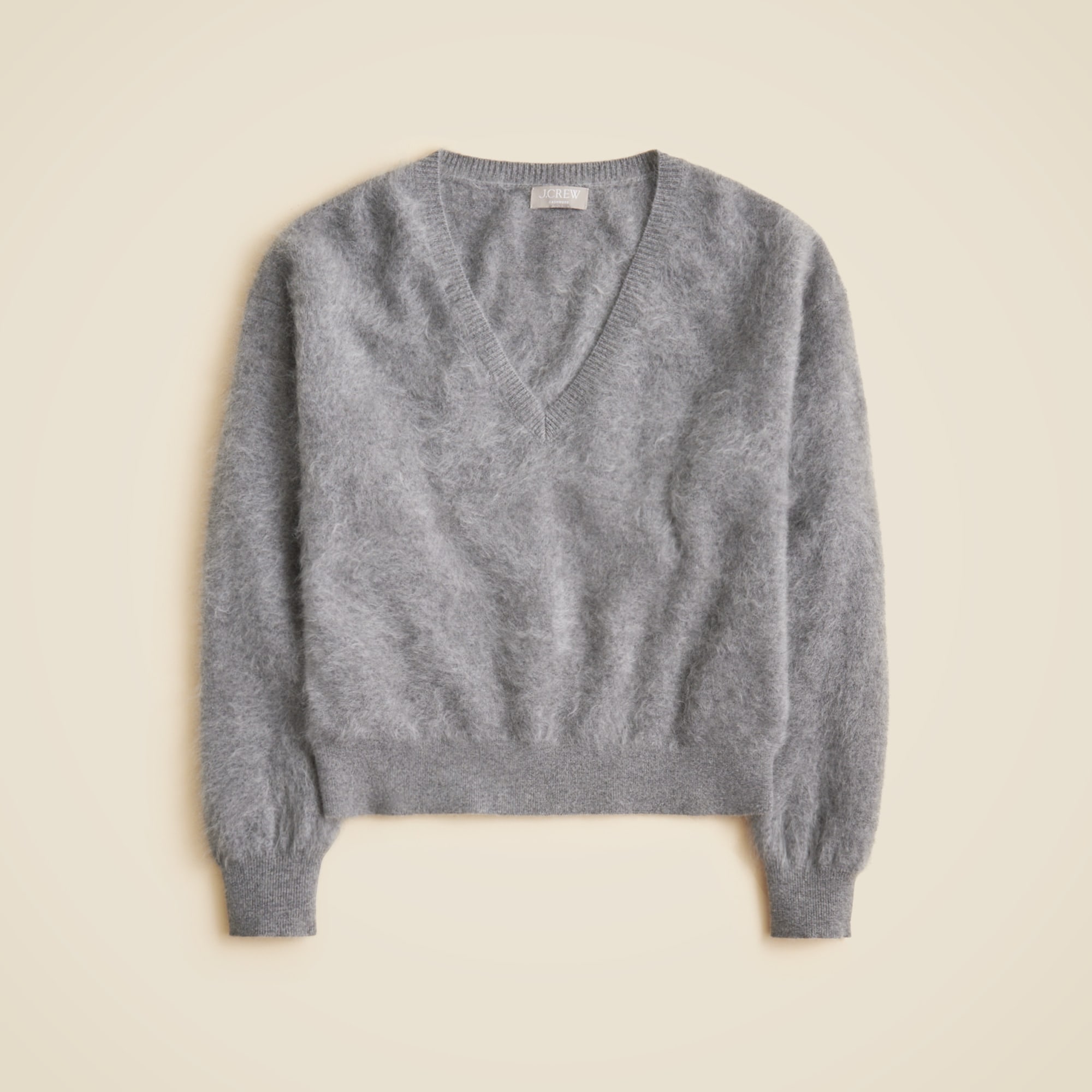 Brushed cashmere V-neck sweater