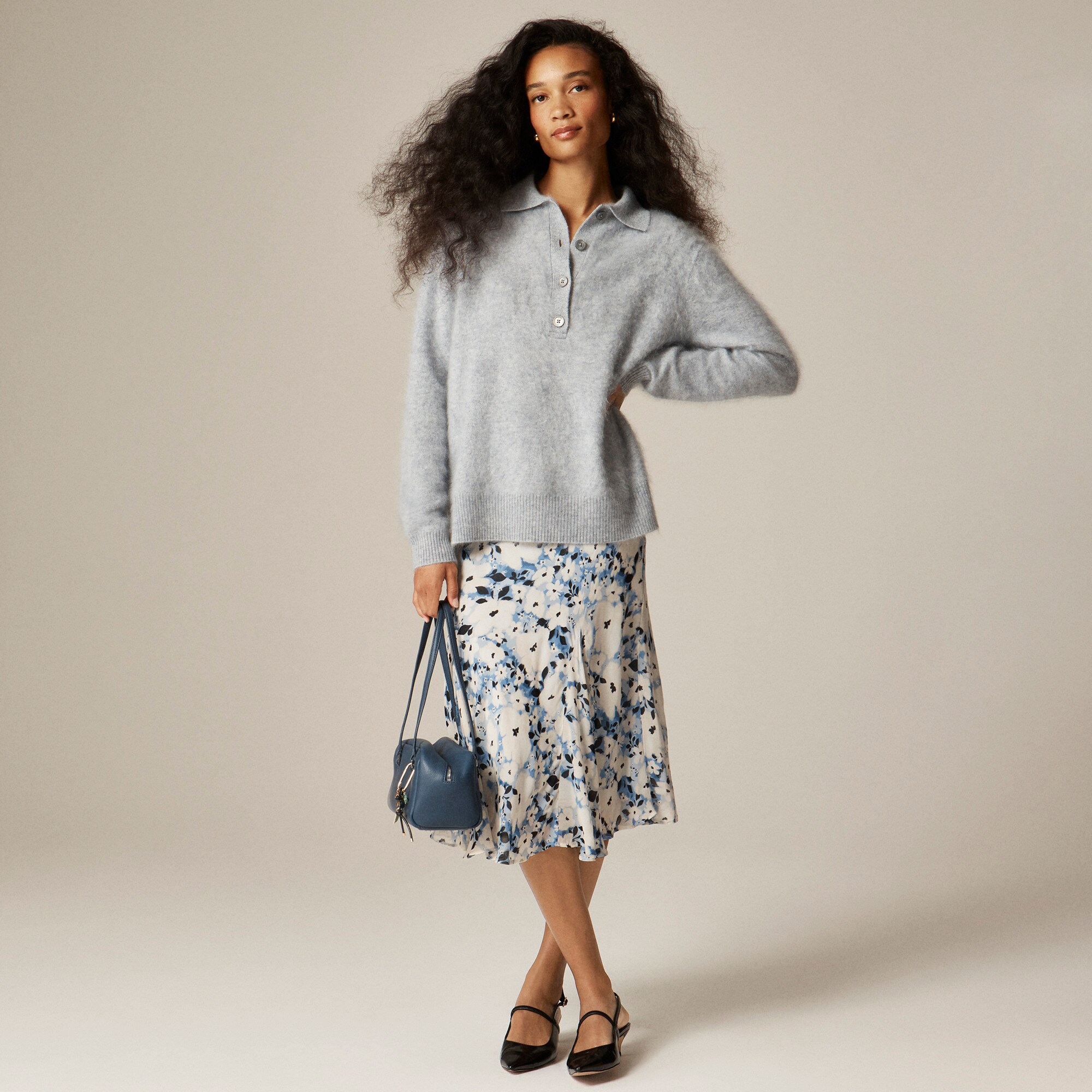Brushed cashmere rugby sweater