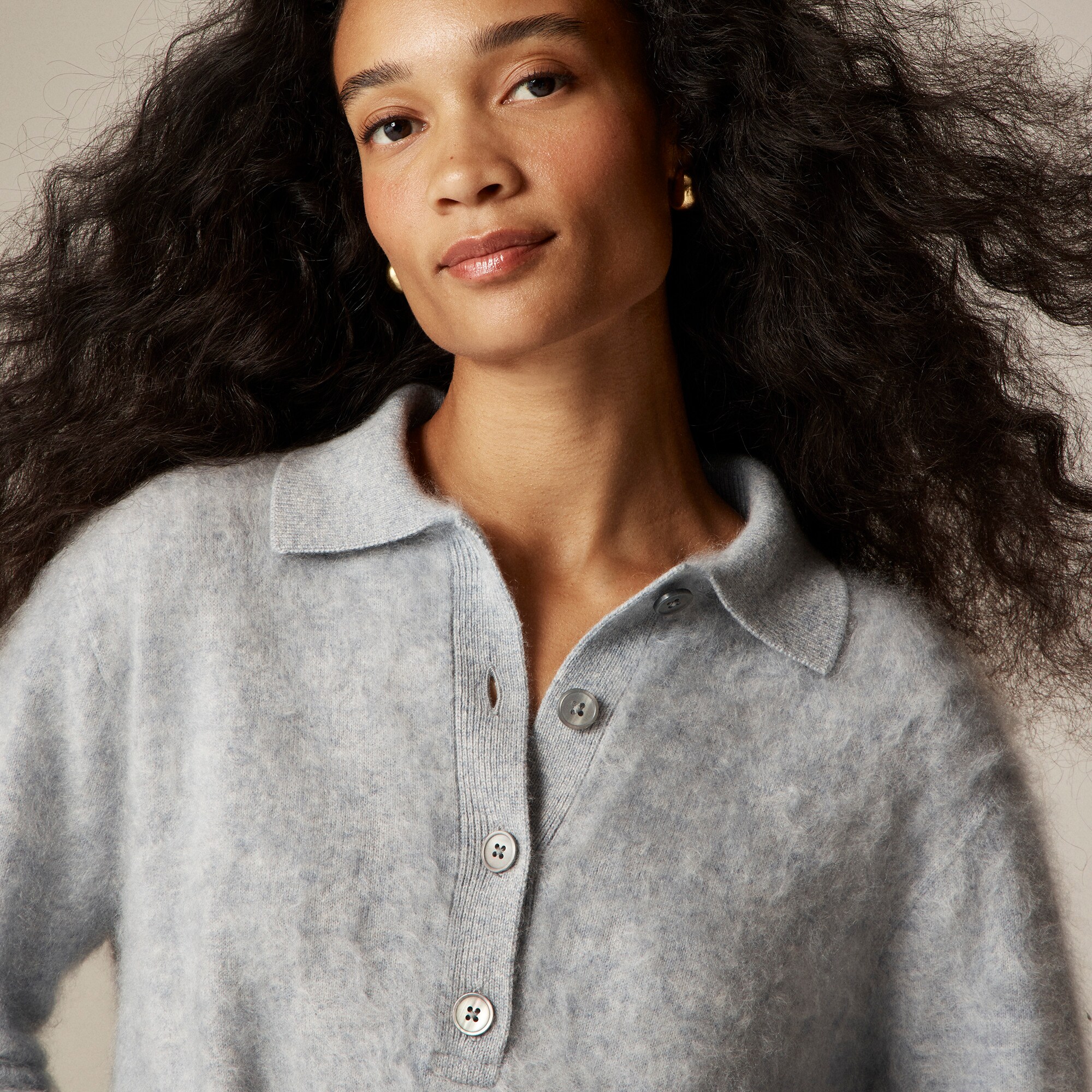 Brushed cashmere rugby sweater