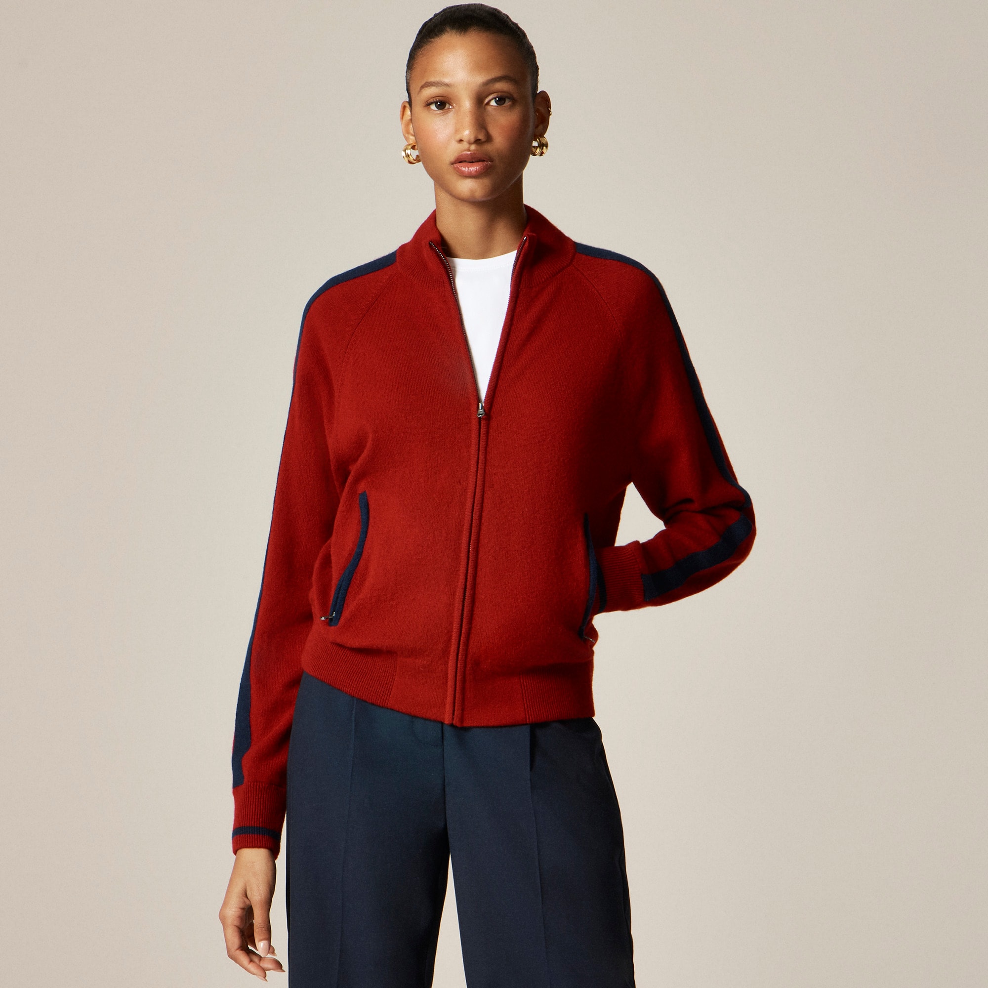 Cashmere Full-zip Track Jacket For Women | J.Crew
