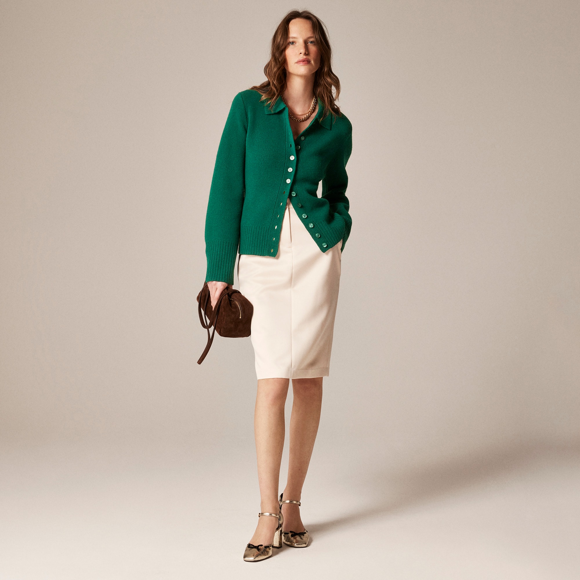 Milano-stitch cinched-waist cardigan