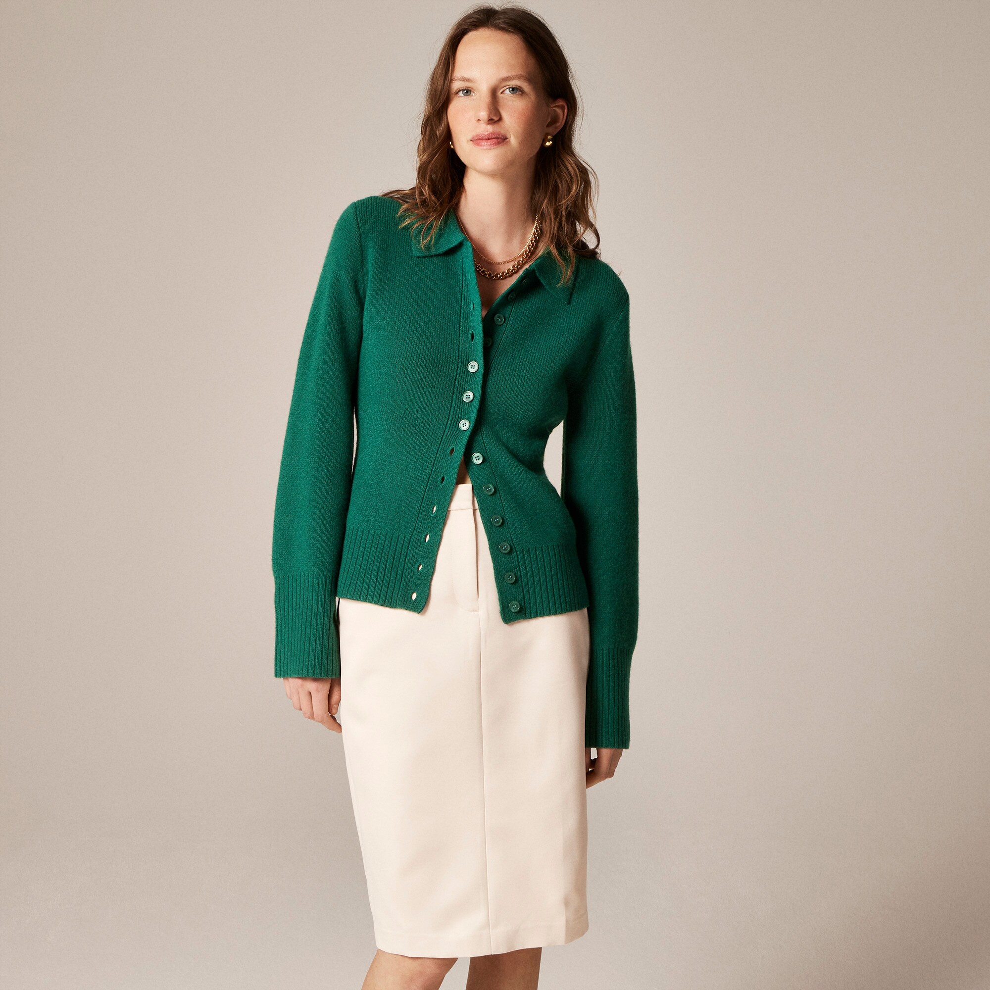  Milano-stitch cinched-waist cardigan