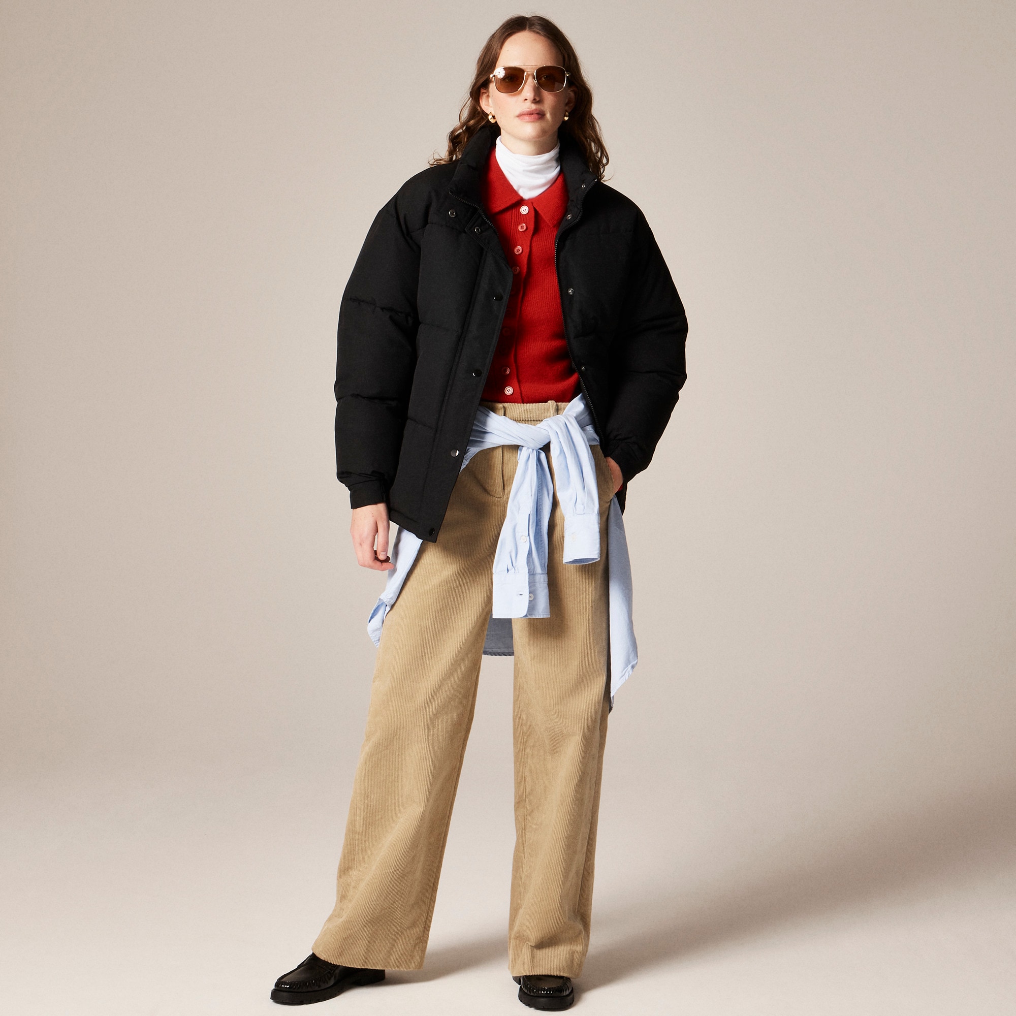 Milano-stitch cinched-waist cardigan