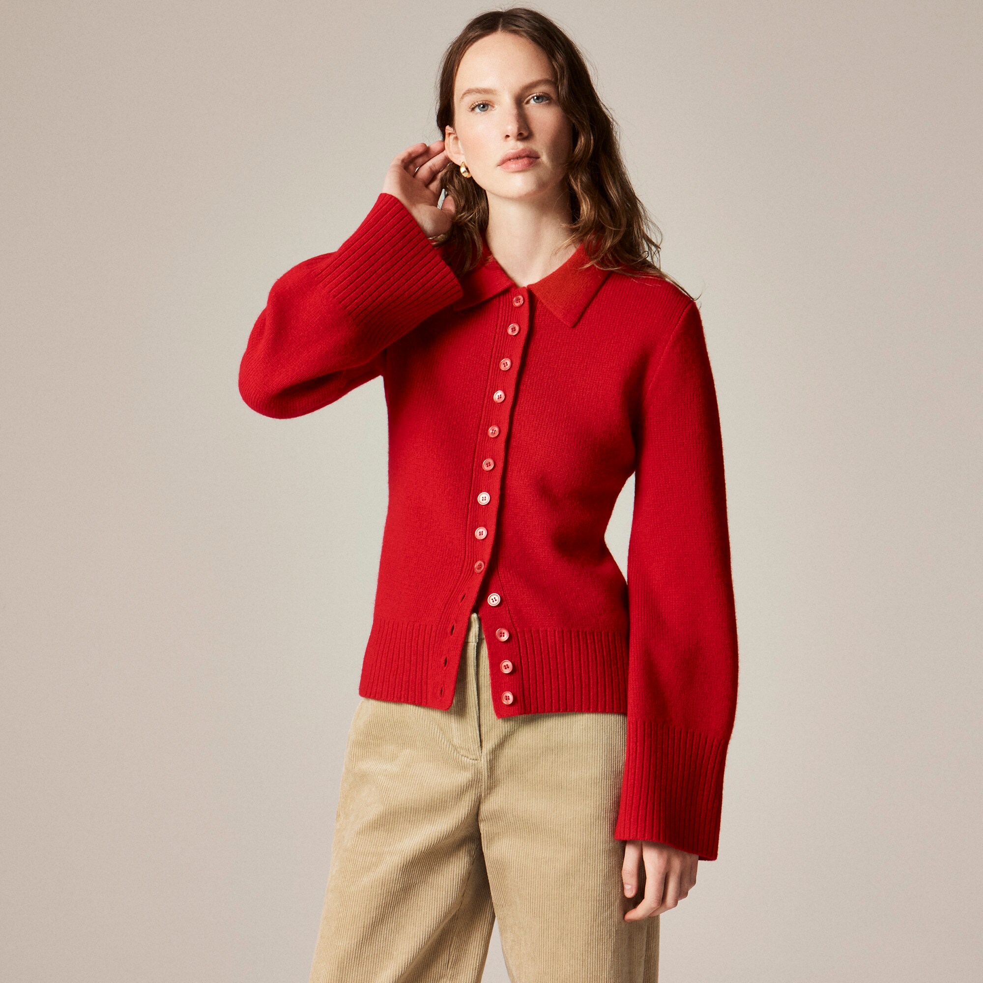 Milano-stitch cinched-waist cardigan