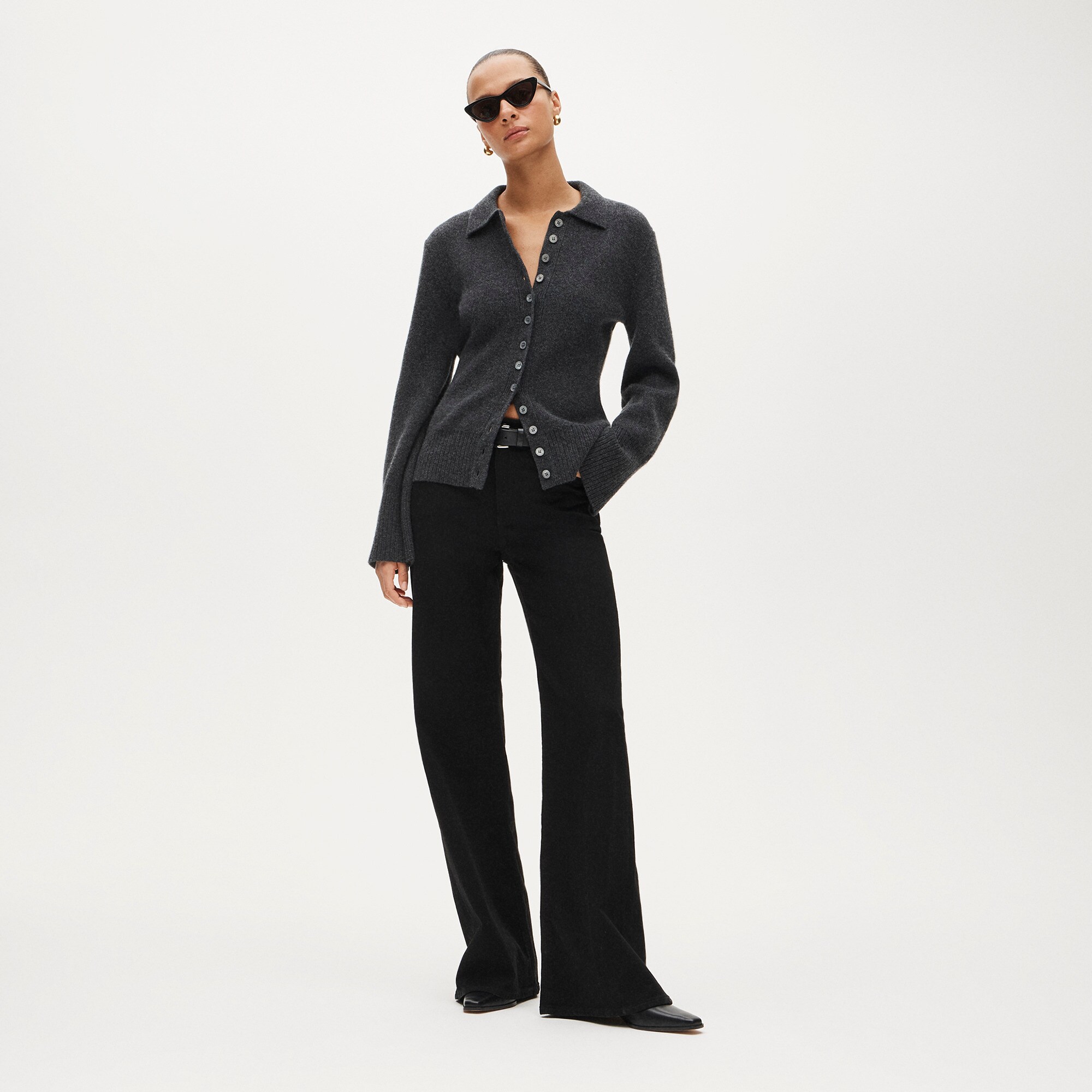 Milano-stitch cinched-waist cardigan