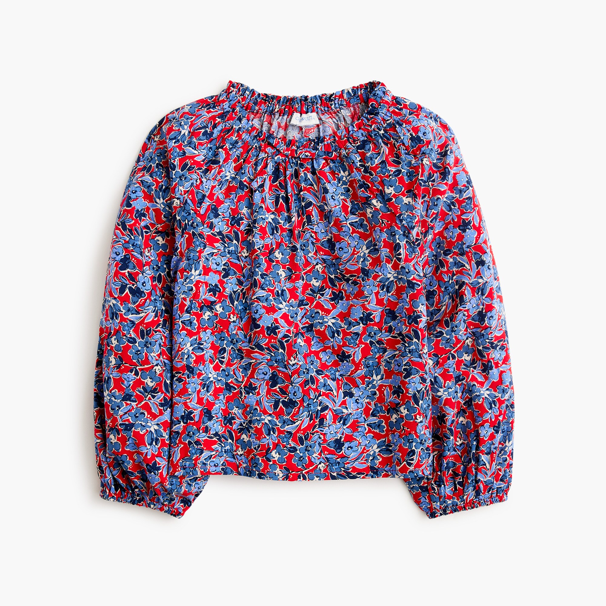 girls' long-sleeve floral ruffle top for girls