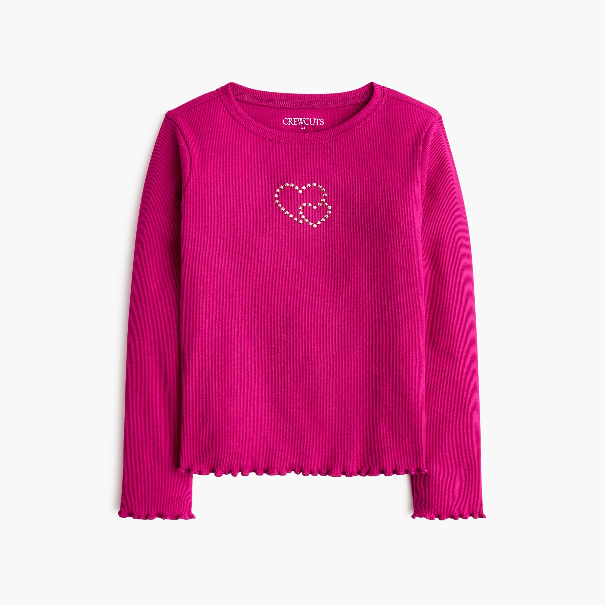 girls' ribbed embellished heart tee for girls