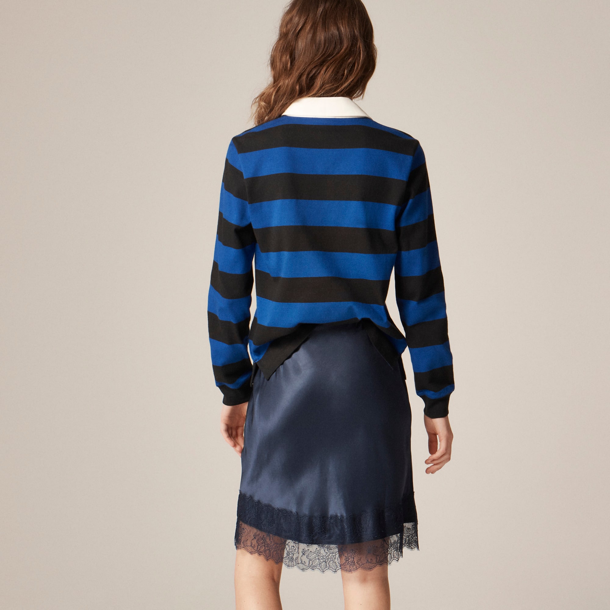 Gwen lace-trim slip skirt in luster charmeuse