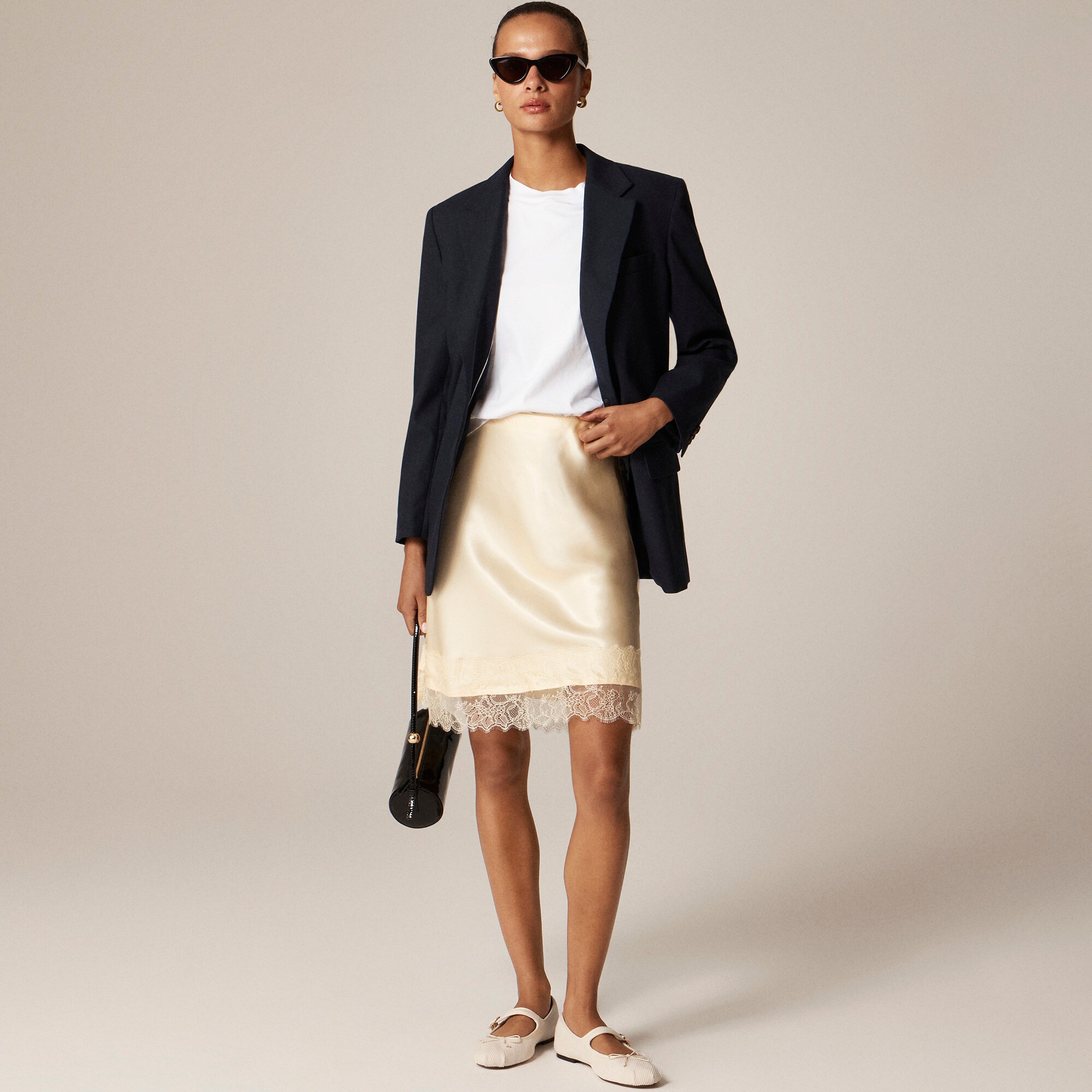 Gwen lace-trim slip skirt in luster charmeuse
