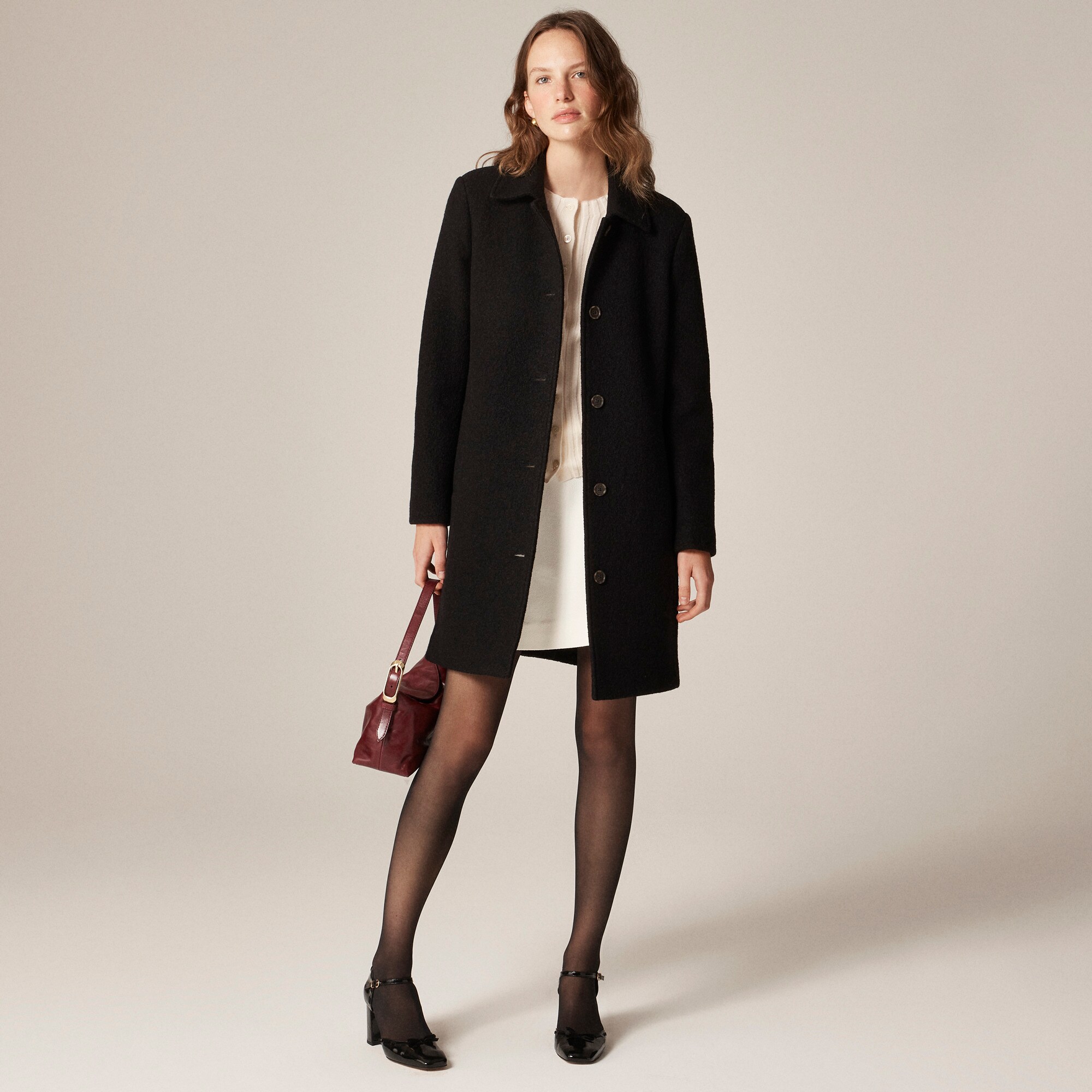Car coat in Italian boiled wool