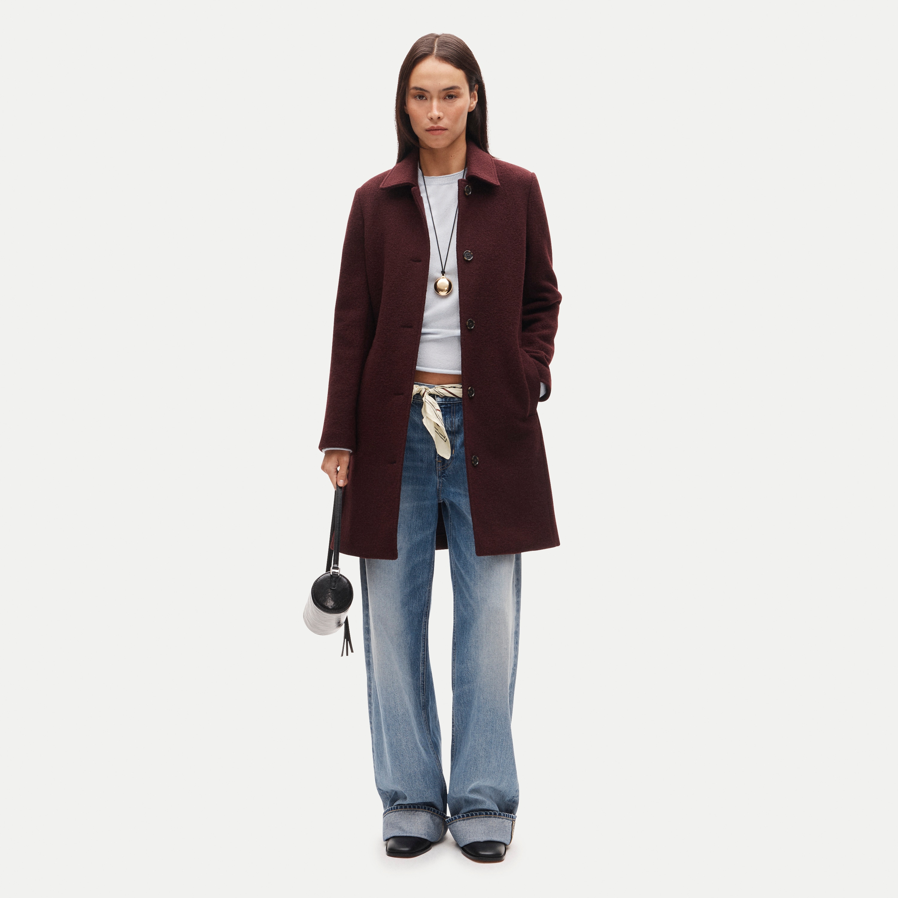 Car coat in Italian boiled wool