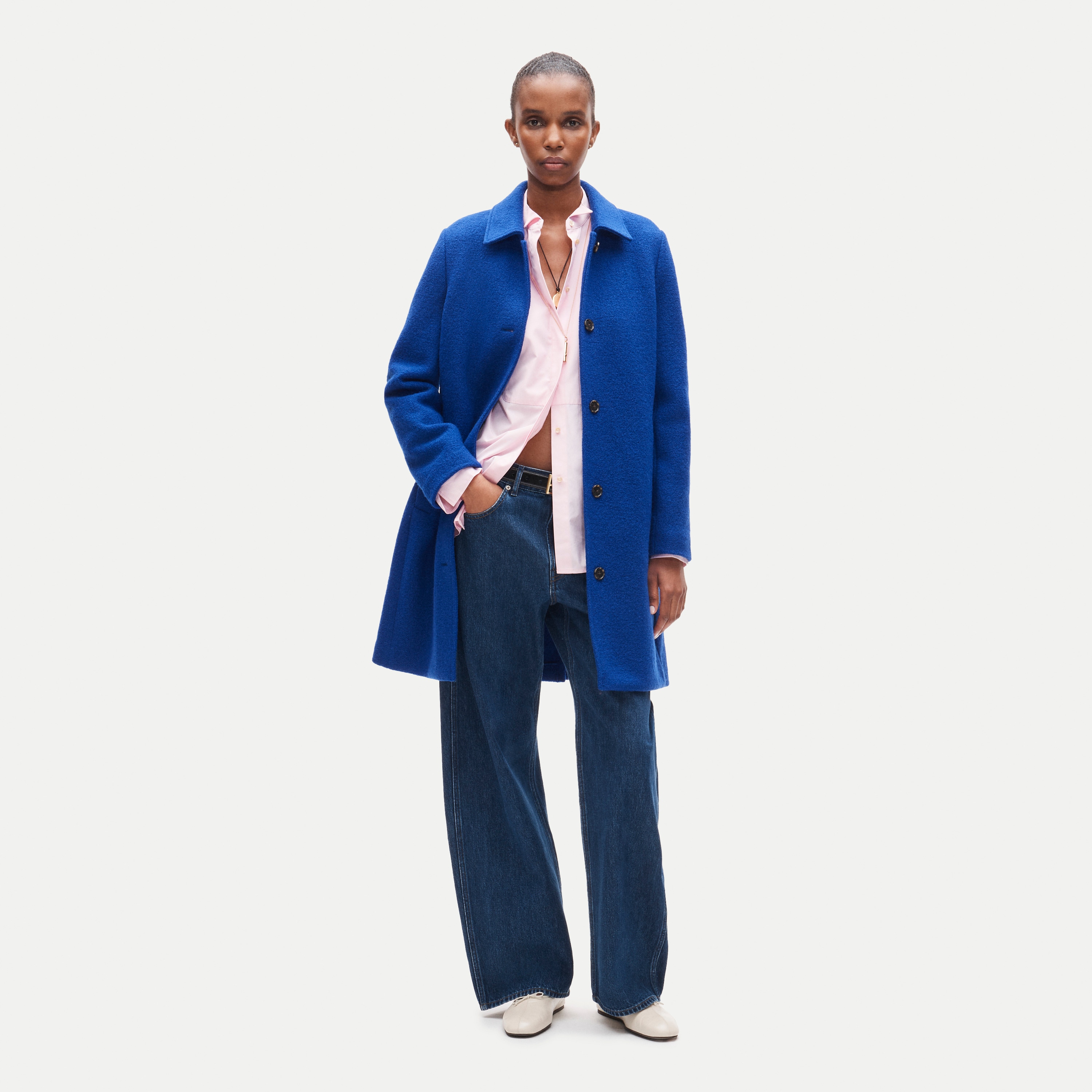 Car coat in Italian boiled wool