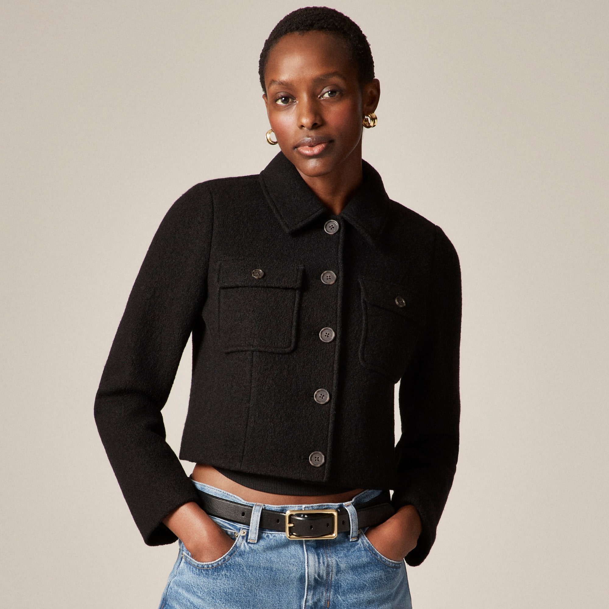 Lady jacket in Italian boiled wool - image 3
