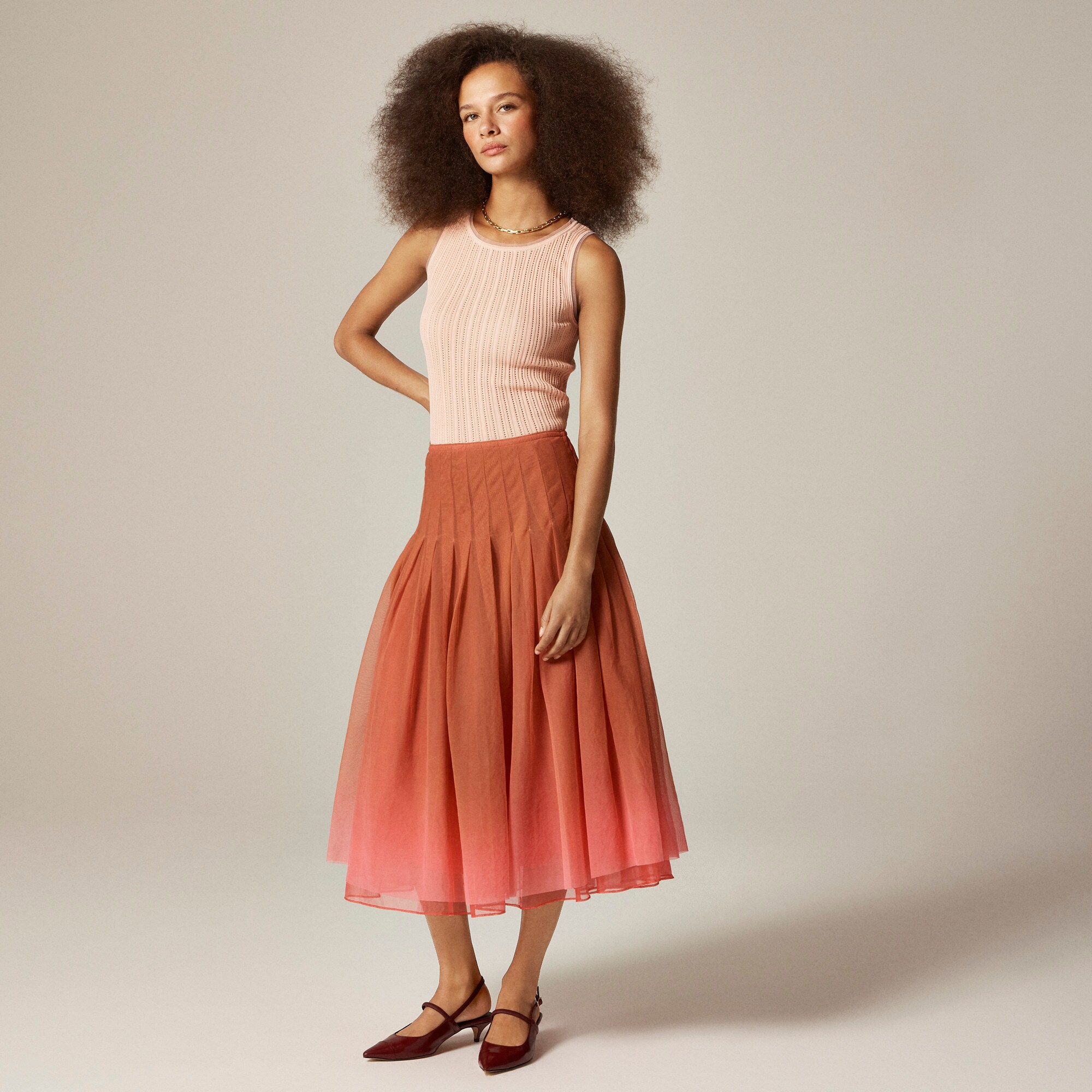  Collection pleated circle skirt in dip-dyed tulle