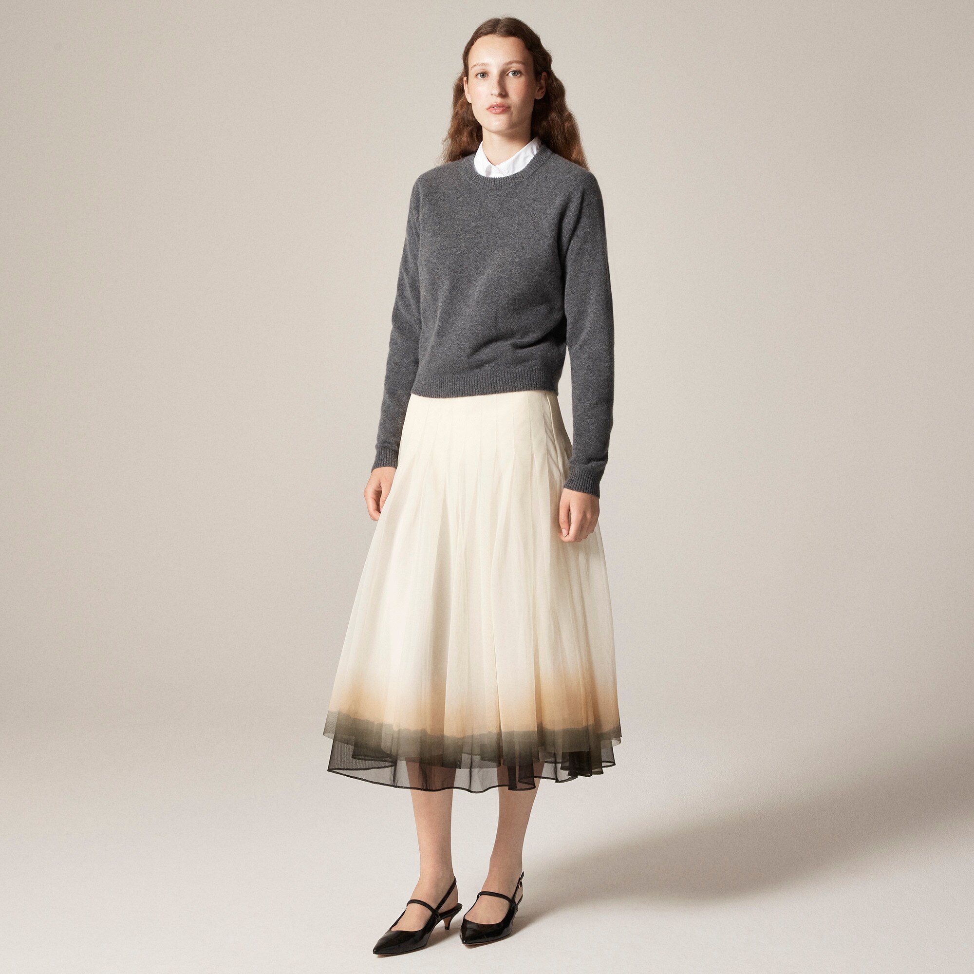  Collection pleated circle skirt in dip-dyed tulle
