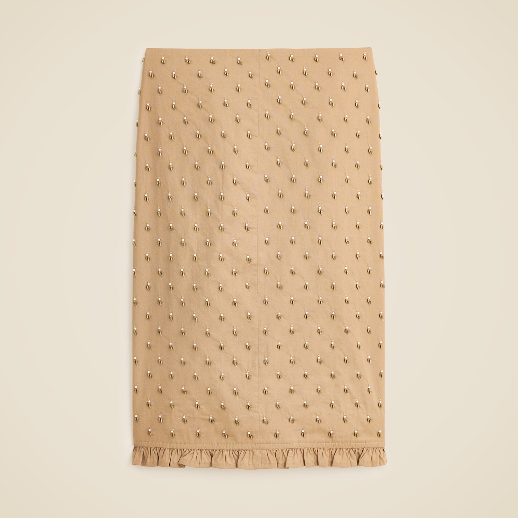  Collection embellished ruffle-trim pencil midi skirt in chino
