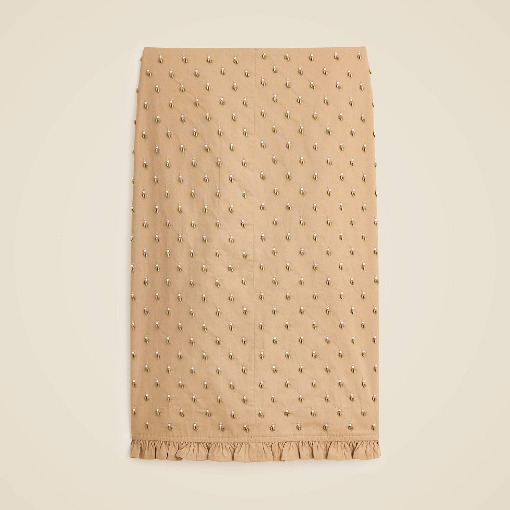  Collection embellished ruffle-trim pencil midi skirt in chino