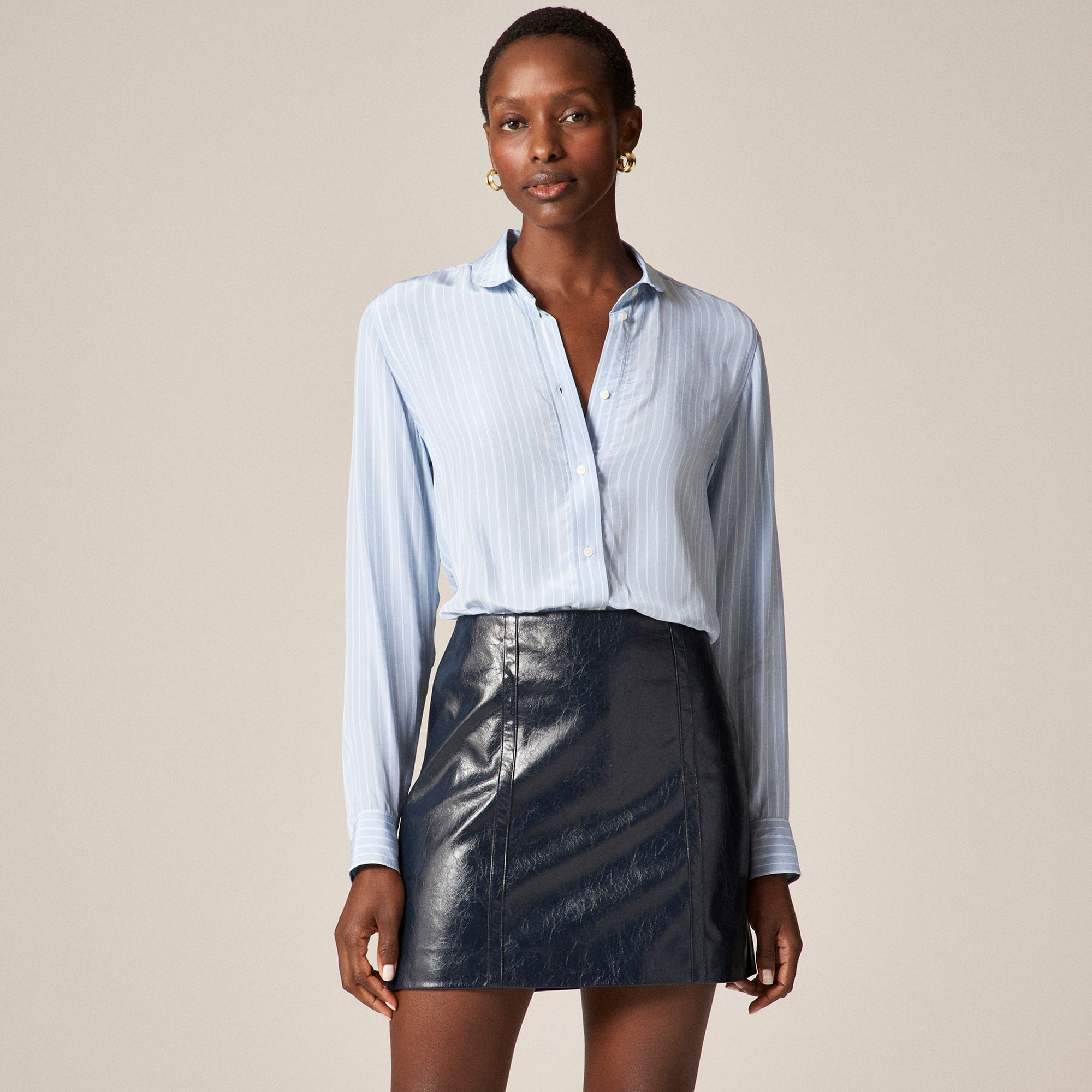 Mini Skirt In Distressed Faux Leather For Women | J.Crew