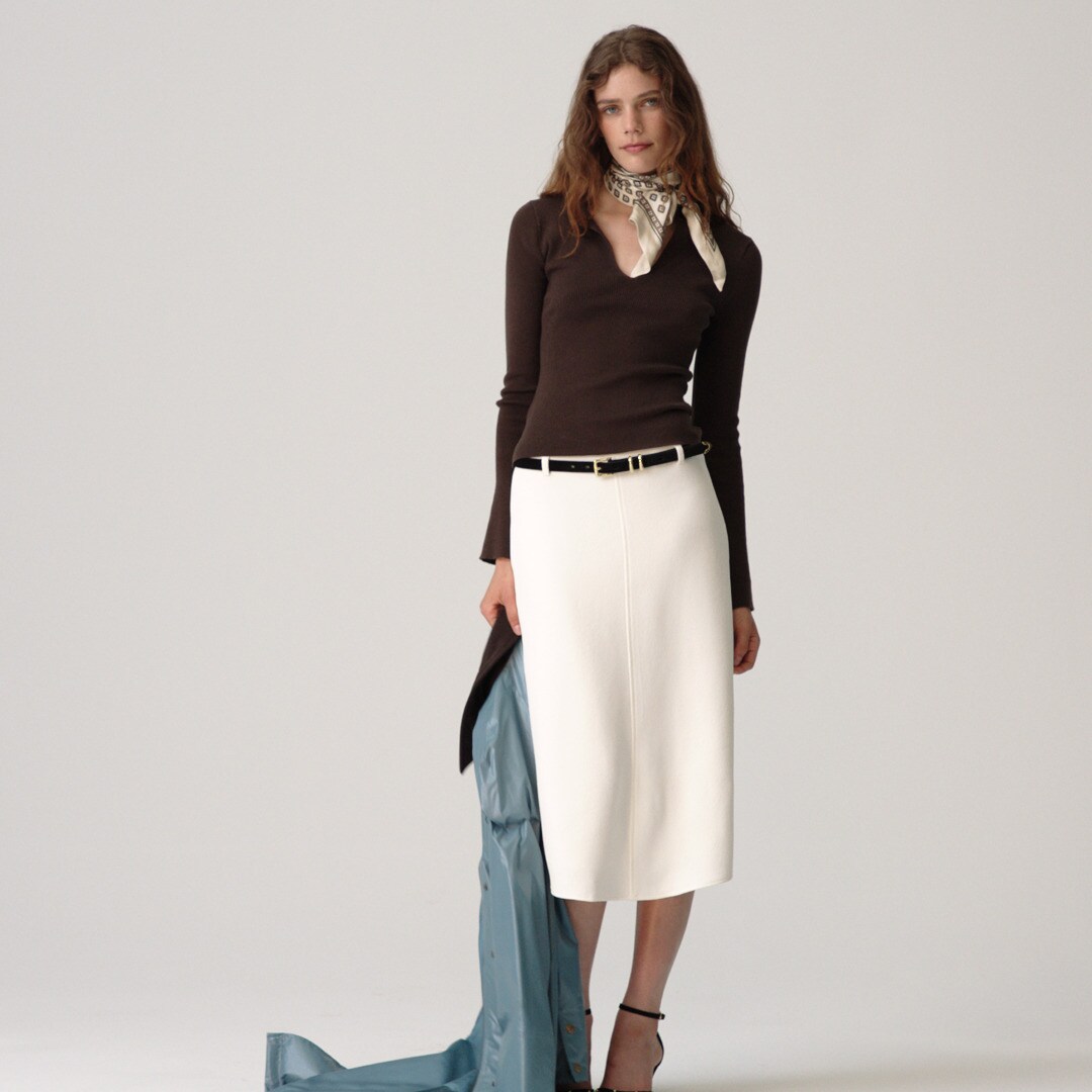 A-line skirt in boucl&eacute;