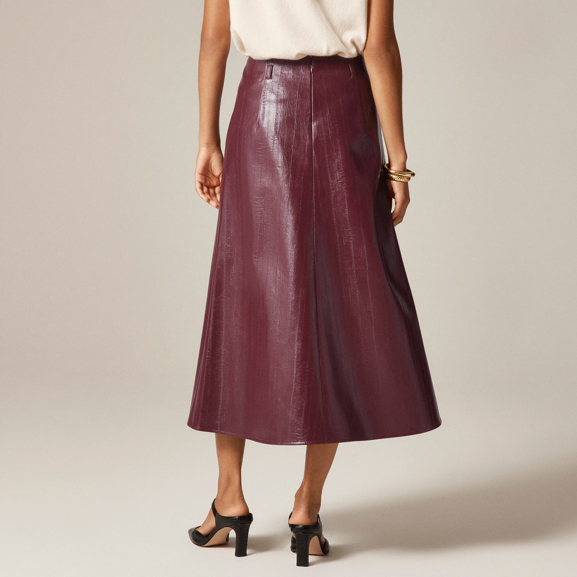 Collection A-line skirt in faux eel-skin leather — Image 4
