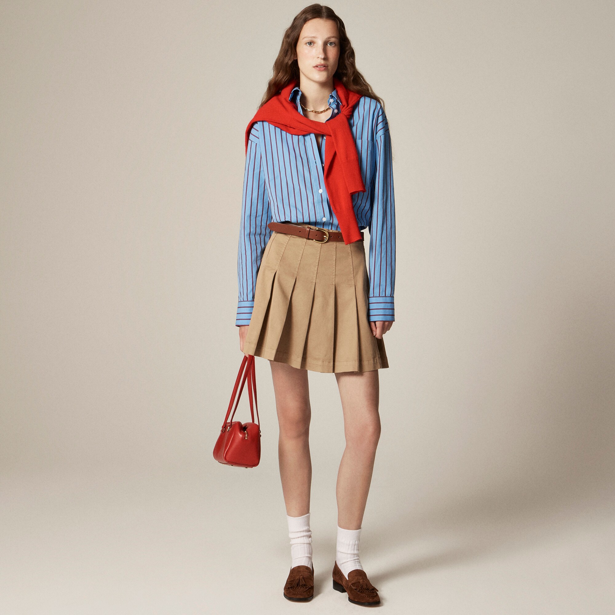  Pleated mini skirt in chino