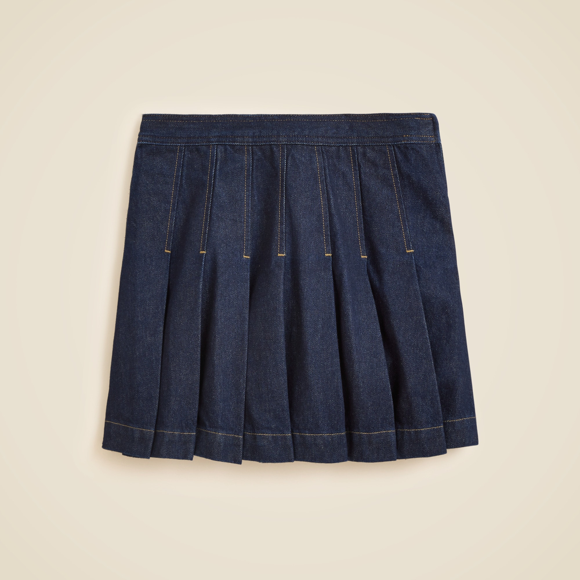 Petite pleated denim mini skirt