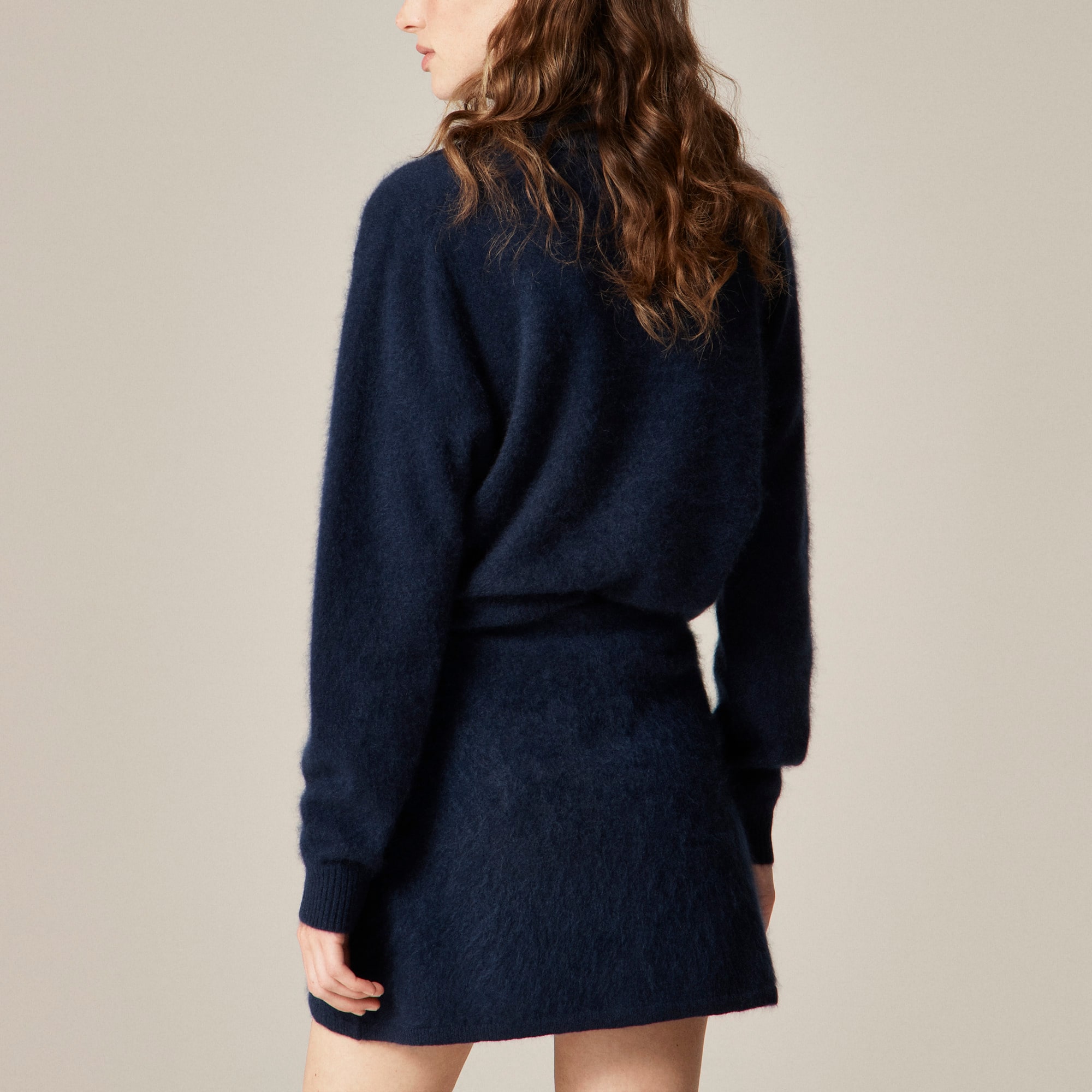 Brushed cashmere faux-wrap mini skirt