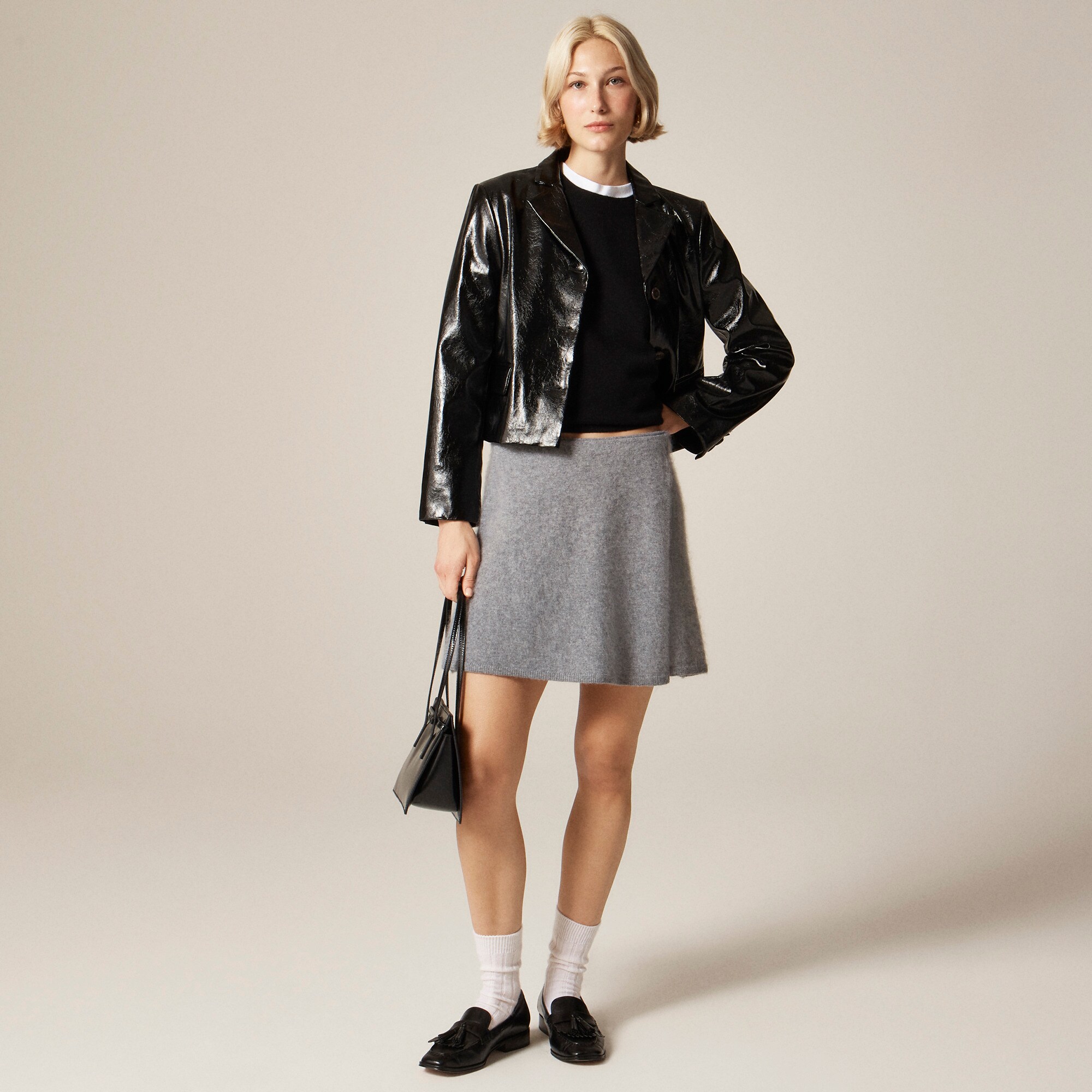 Brushed Cashmere Faux-wrap Mini Skirt For Women | J.Crew display picture 1