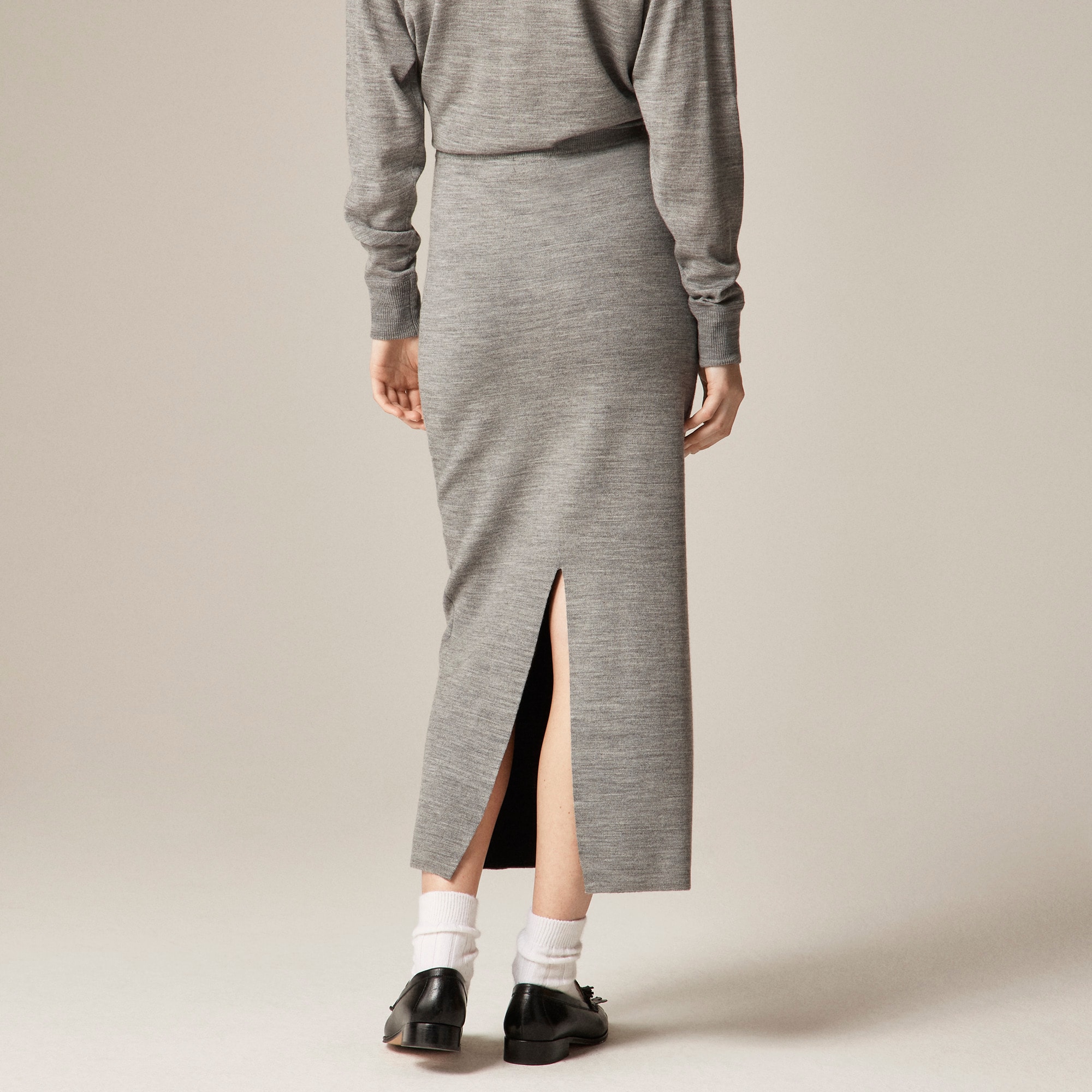 Sweater midi skirt in double-faced merino wool blend