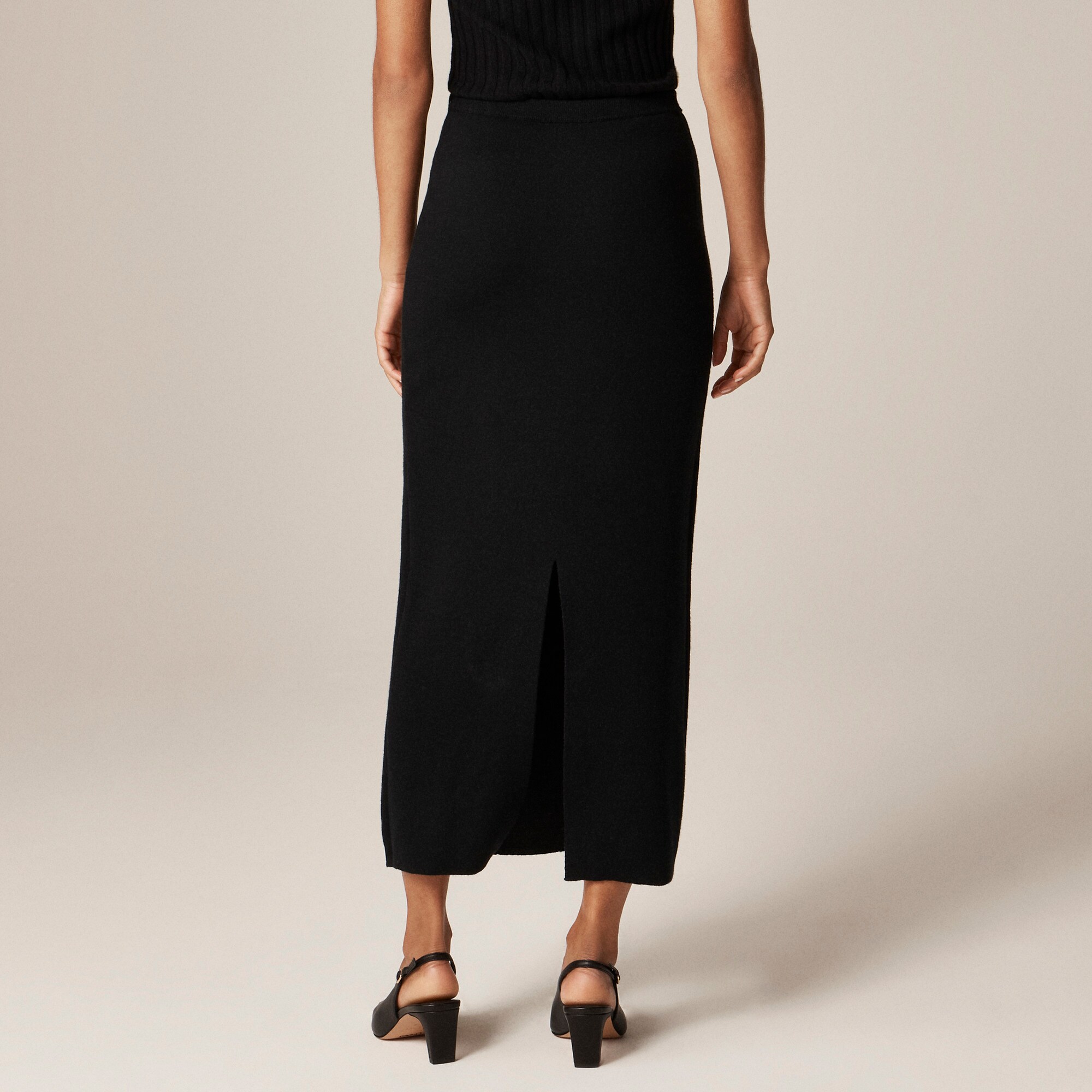 Sweater midi skirt in double-faced merino wool blend