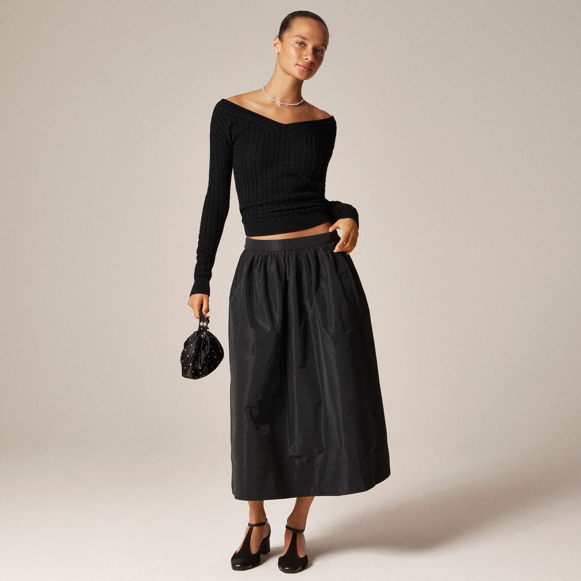 Midi ball skirt in taffeta