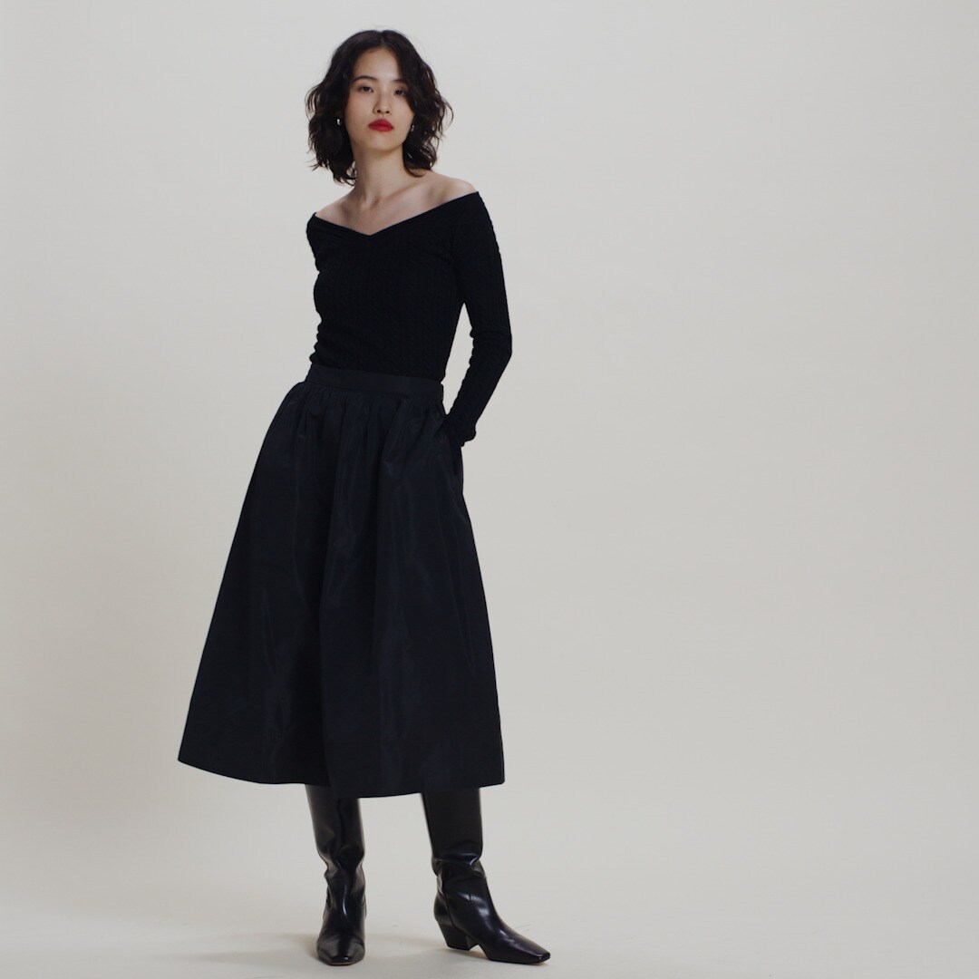 Midi ball skirt in taffeta