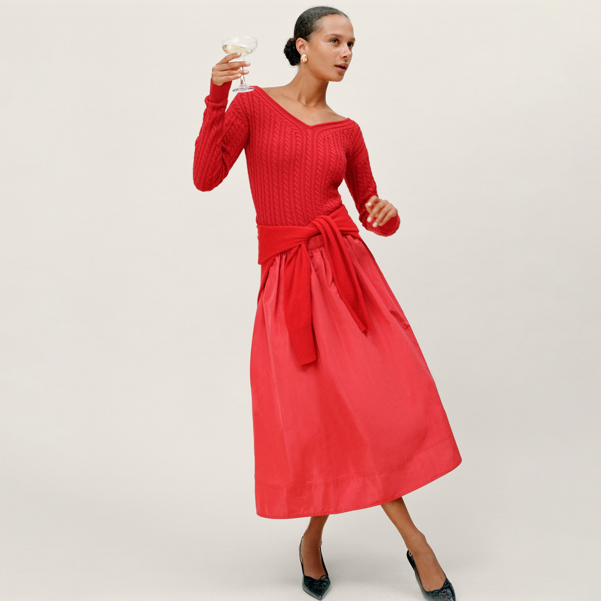 Midi ball skirt in taffeta