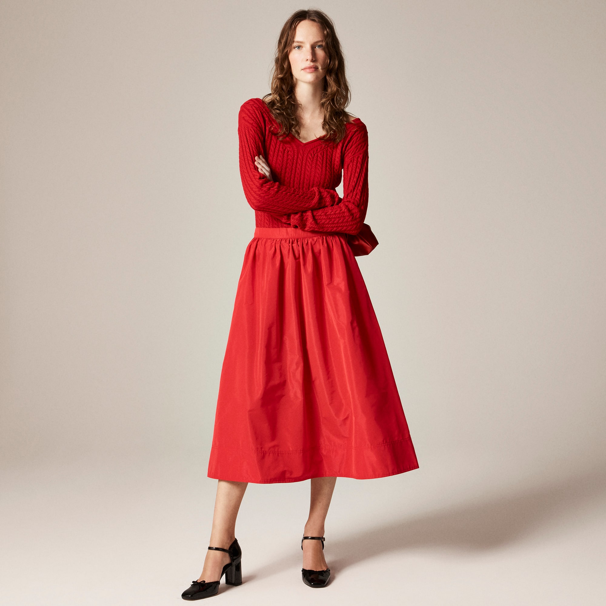 Midi ball skirt in taffeta