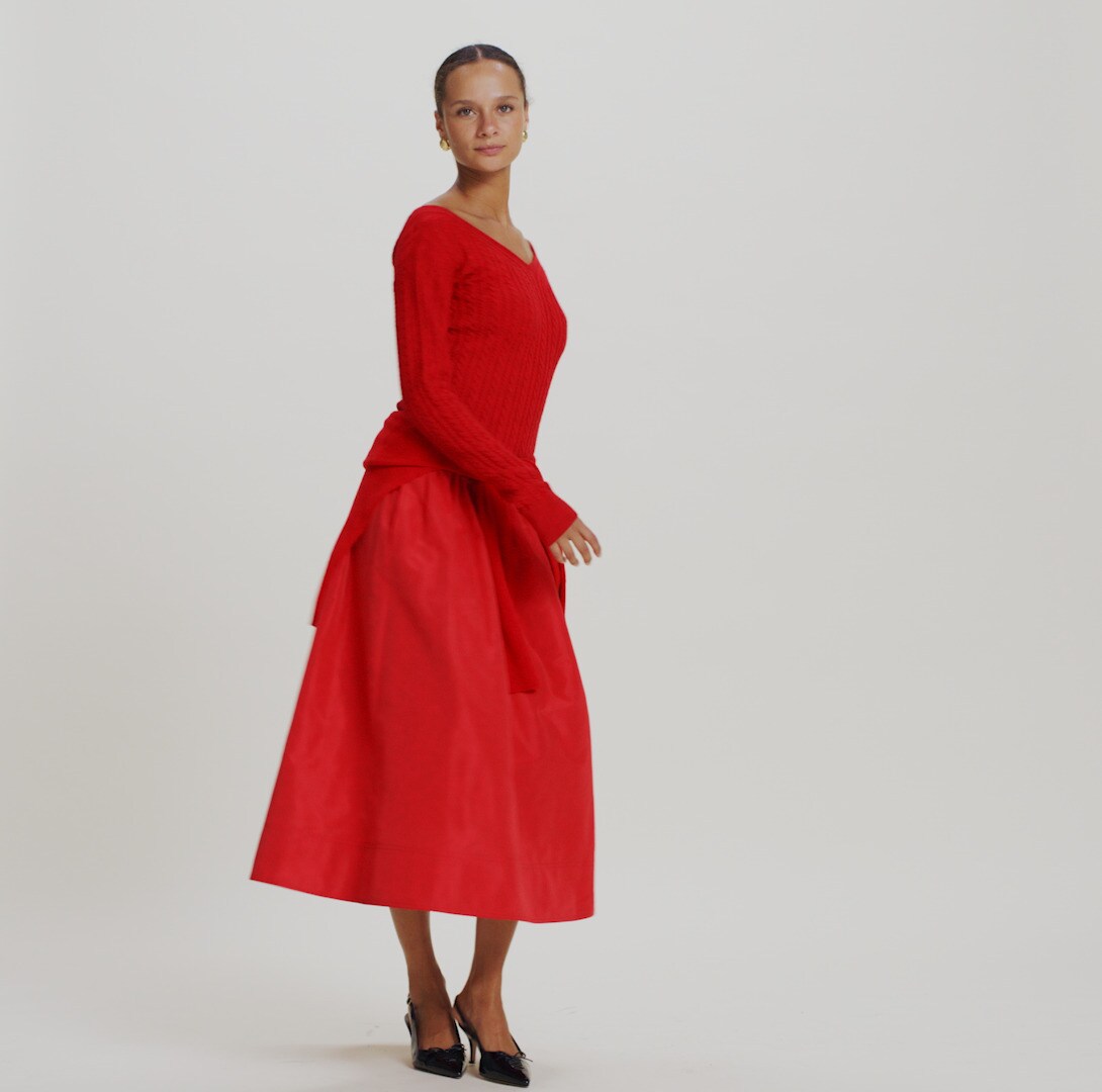 Midi ball skirt in taffeta