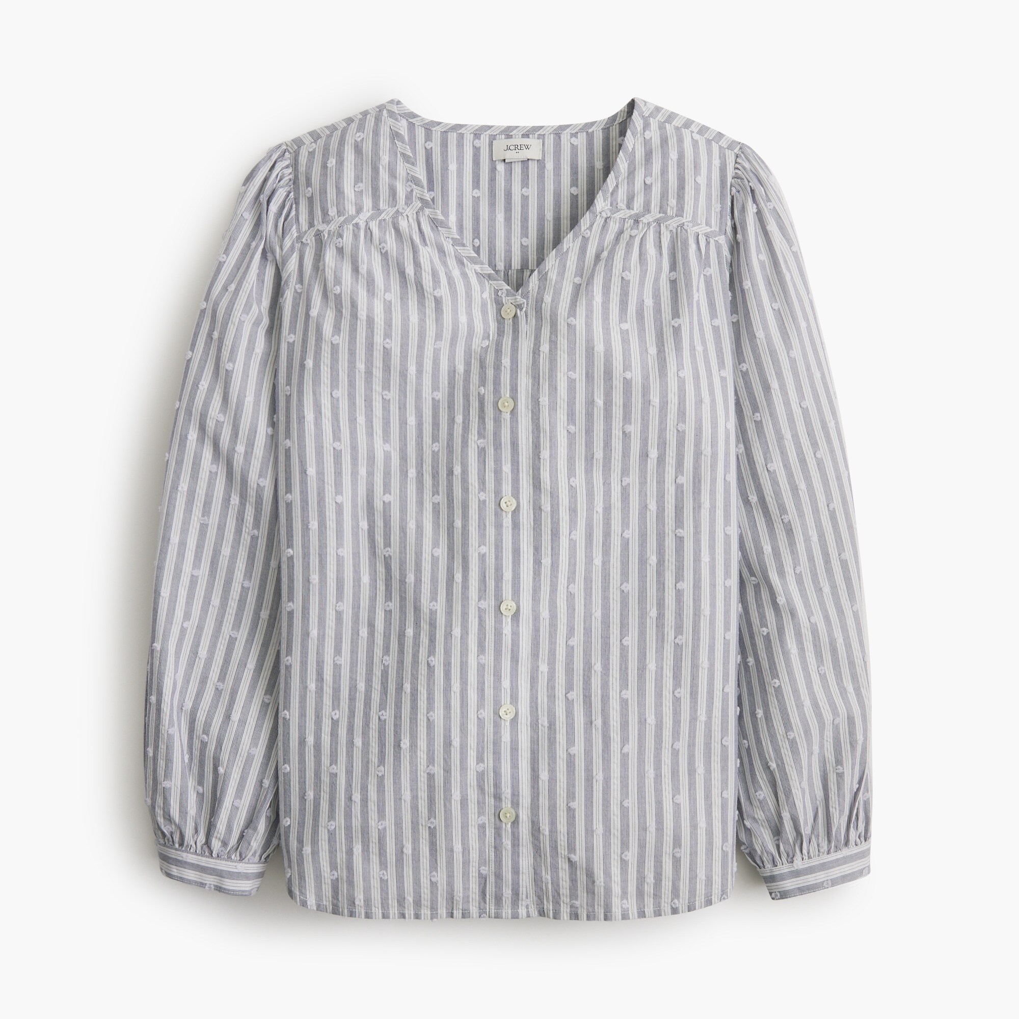 long-sleeve button-front clip-dot top for women