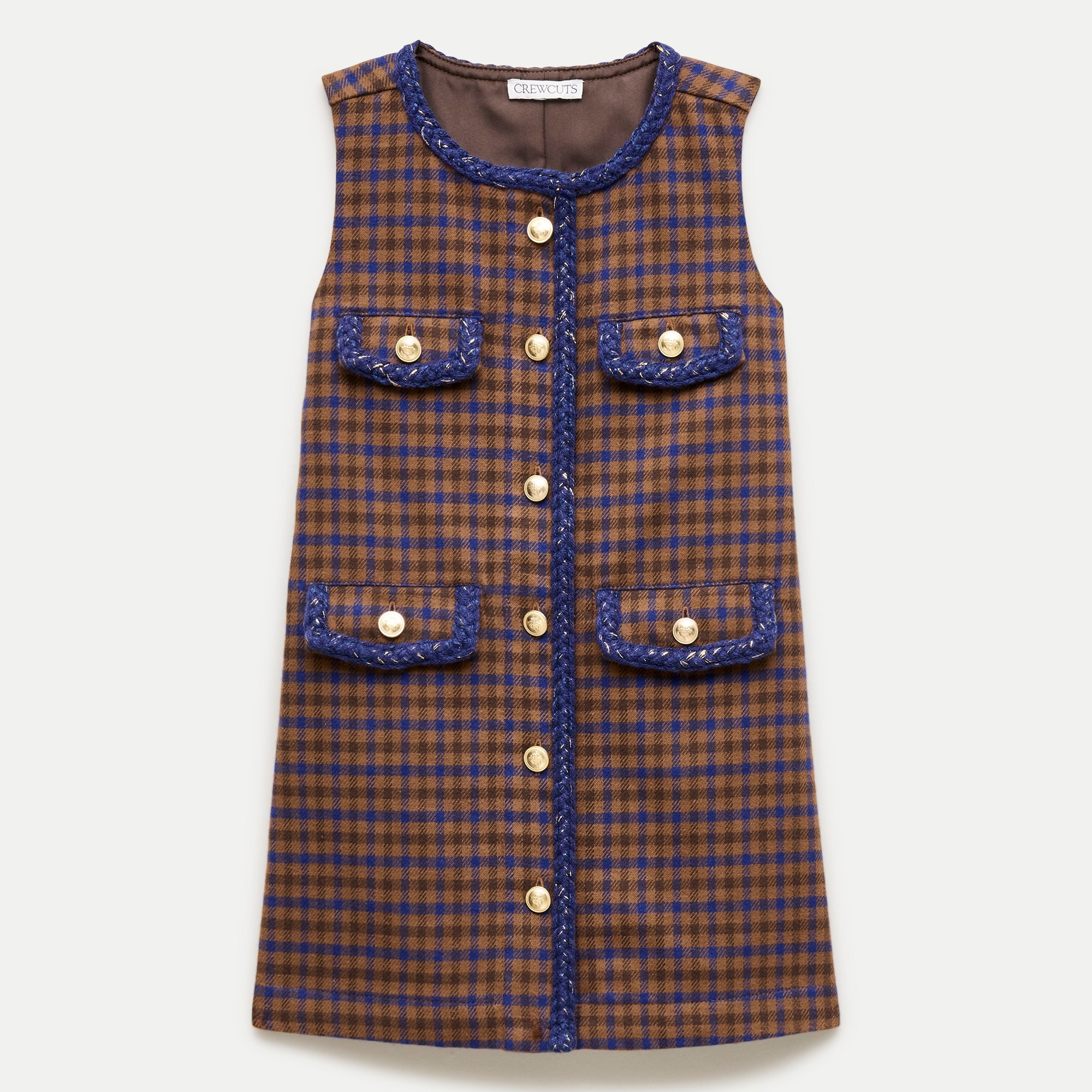 Girls' pinafore dress in houndstooth