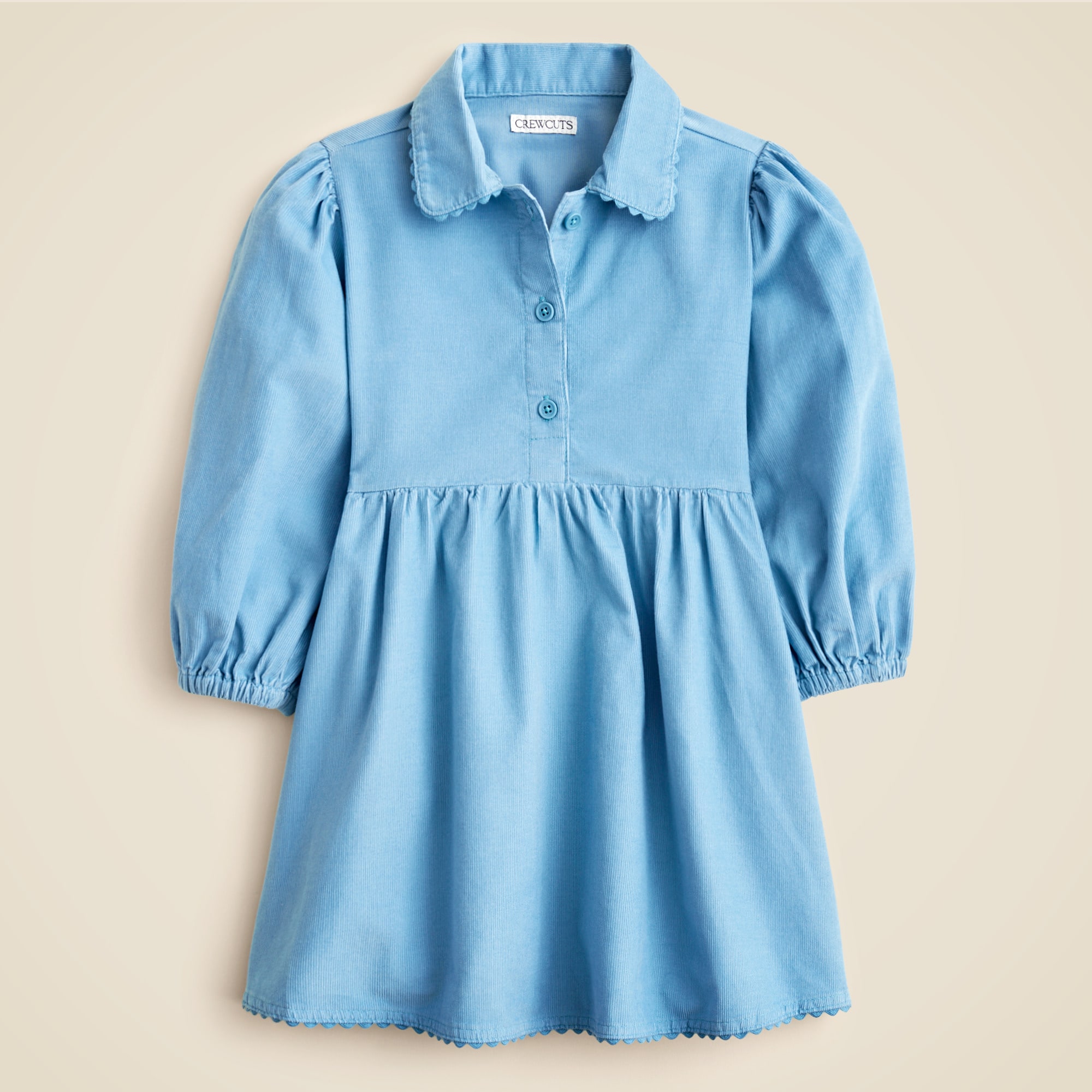 Girls' shirt-dress in lightweight corduroy